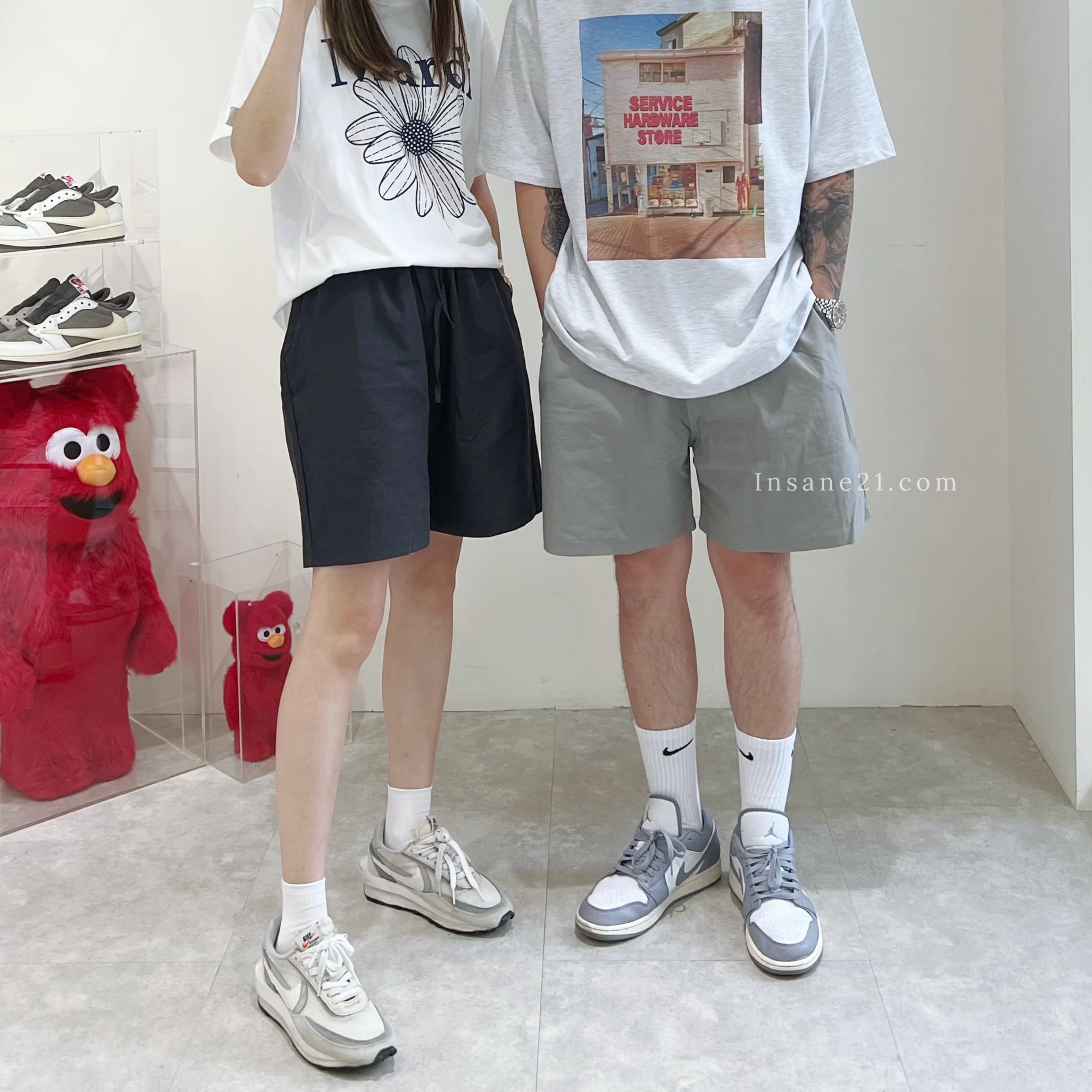 棉麻短褲 黑//灰綠//深灰//粉//奶茶