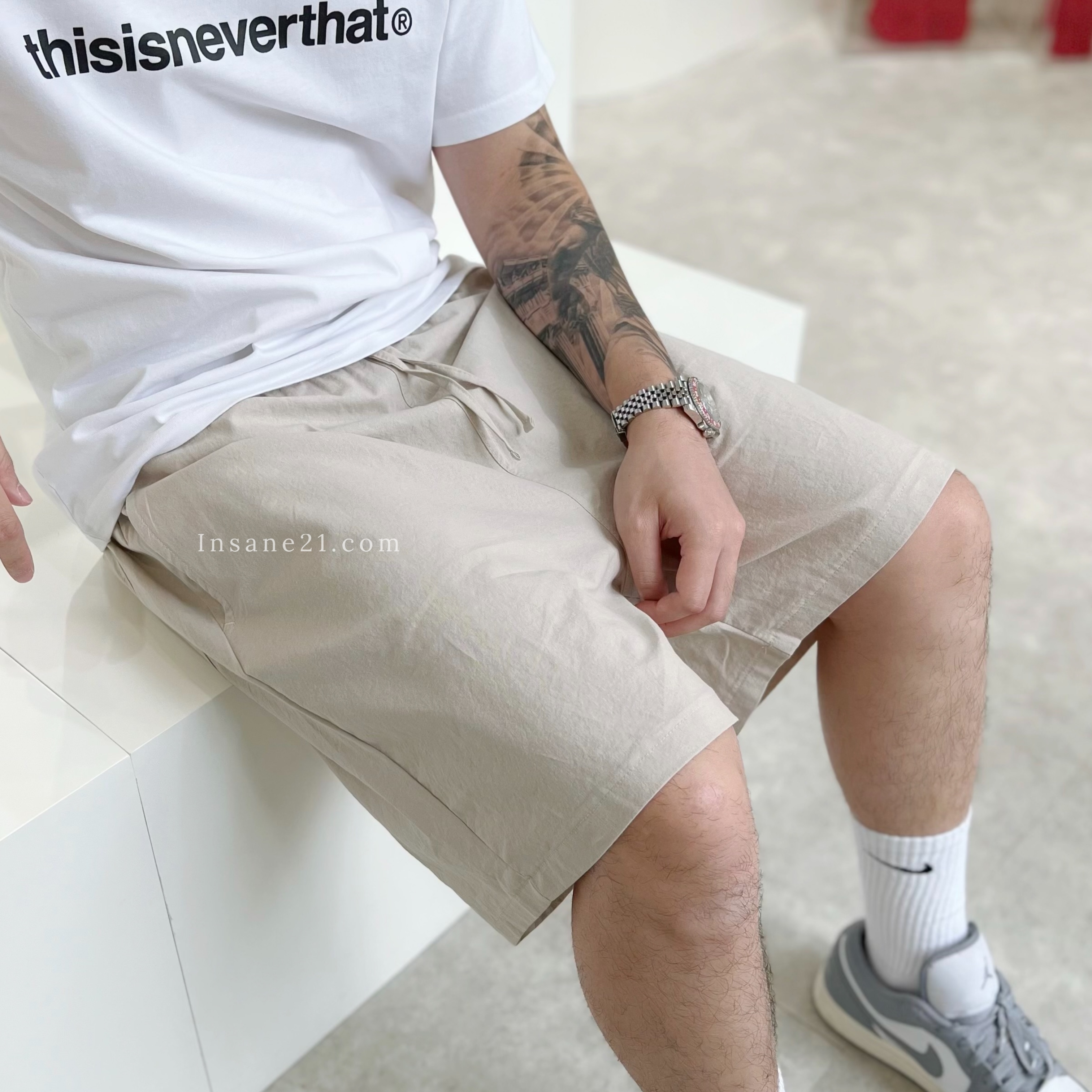 棉麻短褲 黑//灰綠//深灰//粉//奶茶