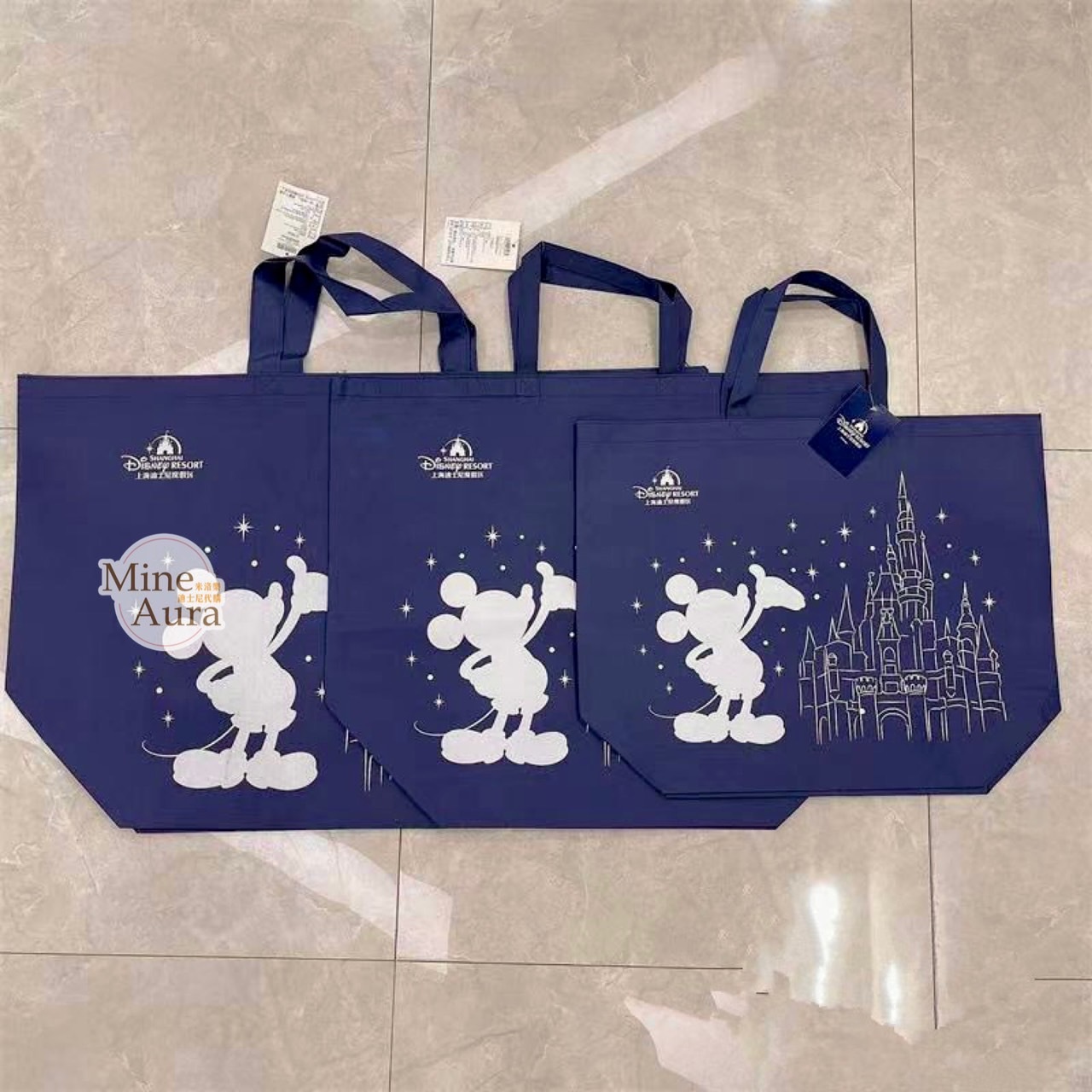 米奇 Mickey 城堡 不織布 大號 購物袋 -上海迪士尼樂園