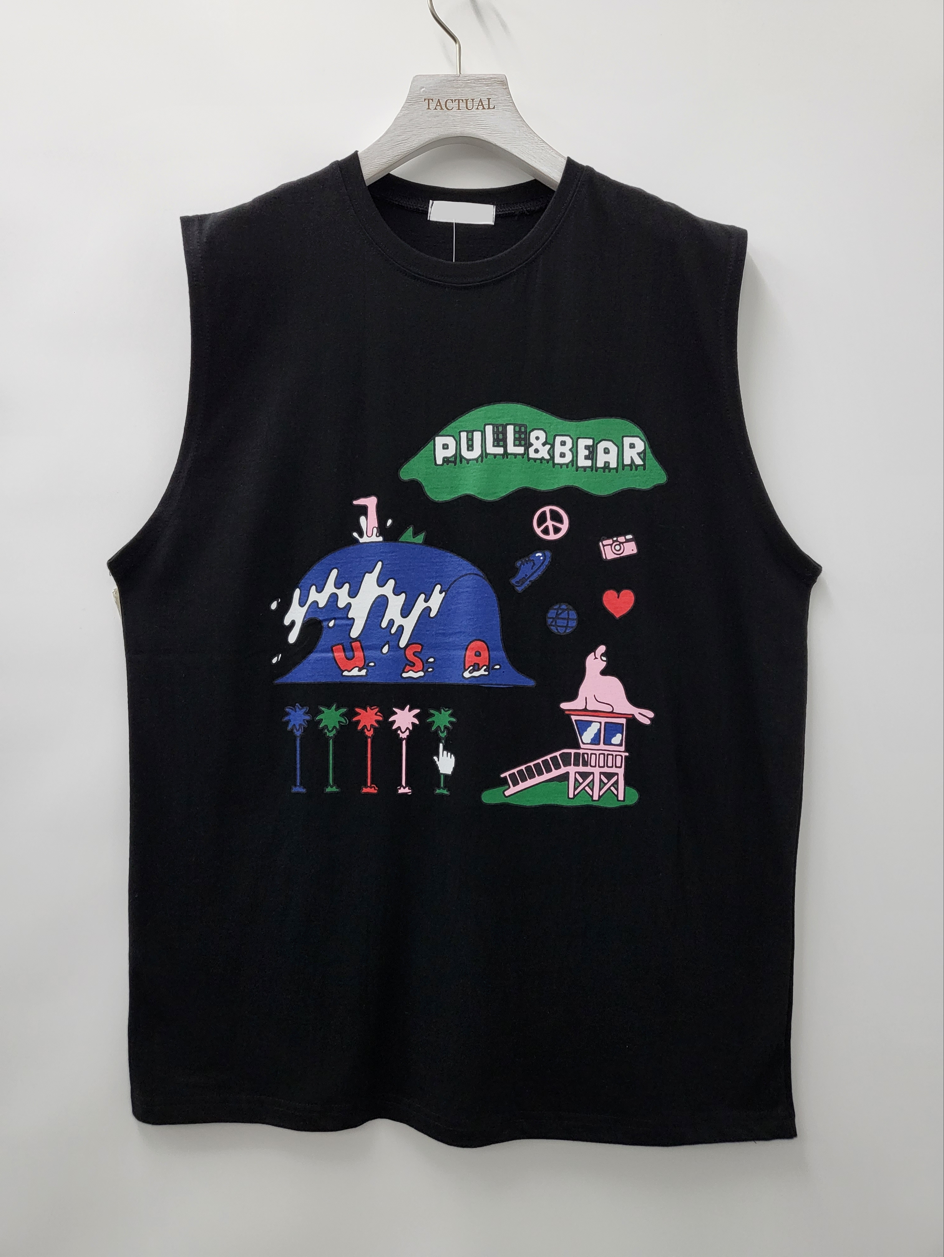 英文字圖案背心 V938