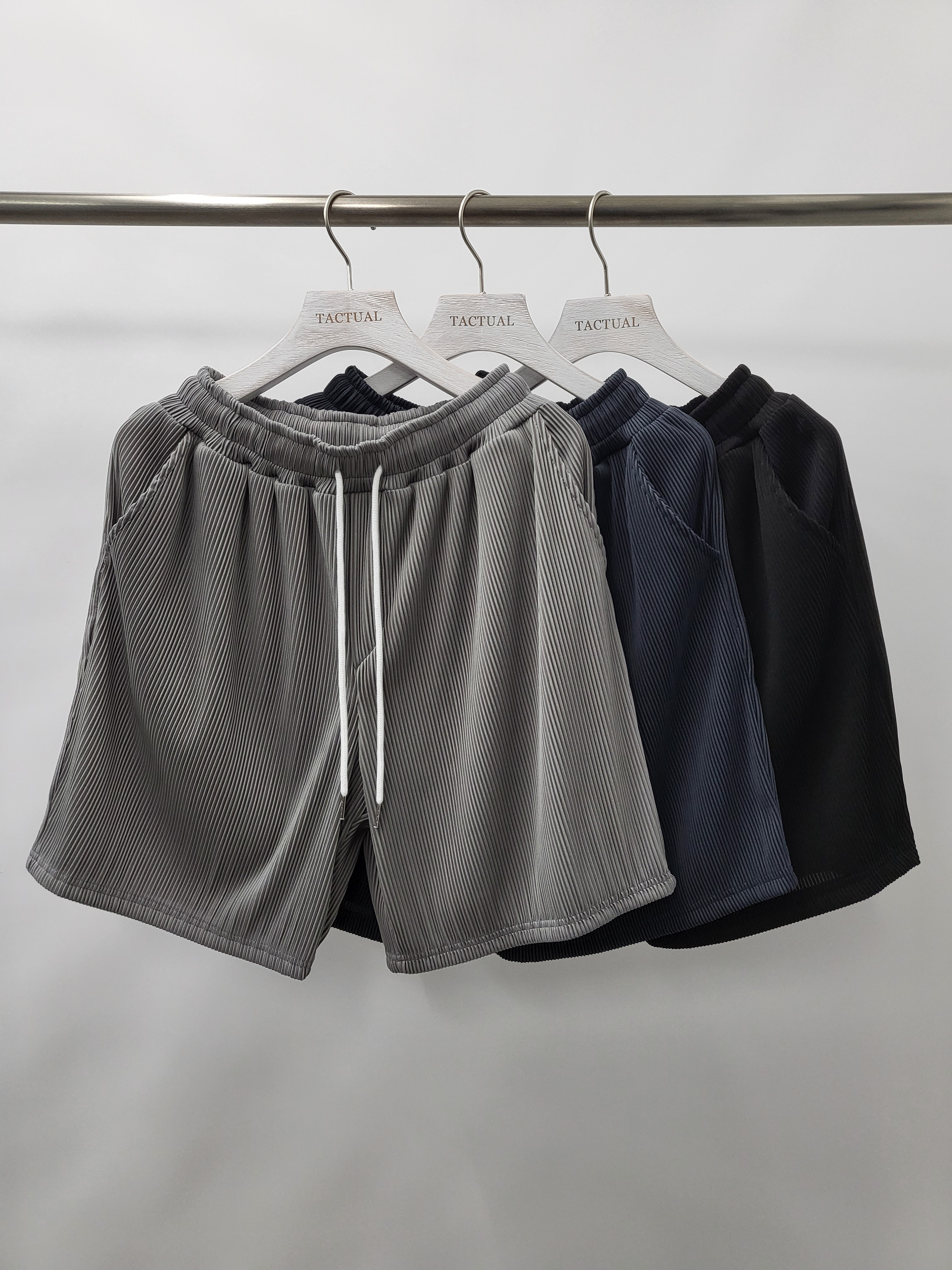 淨色暗直紋短褲 P2444