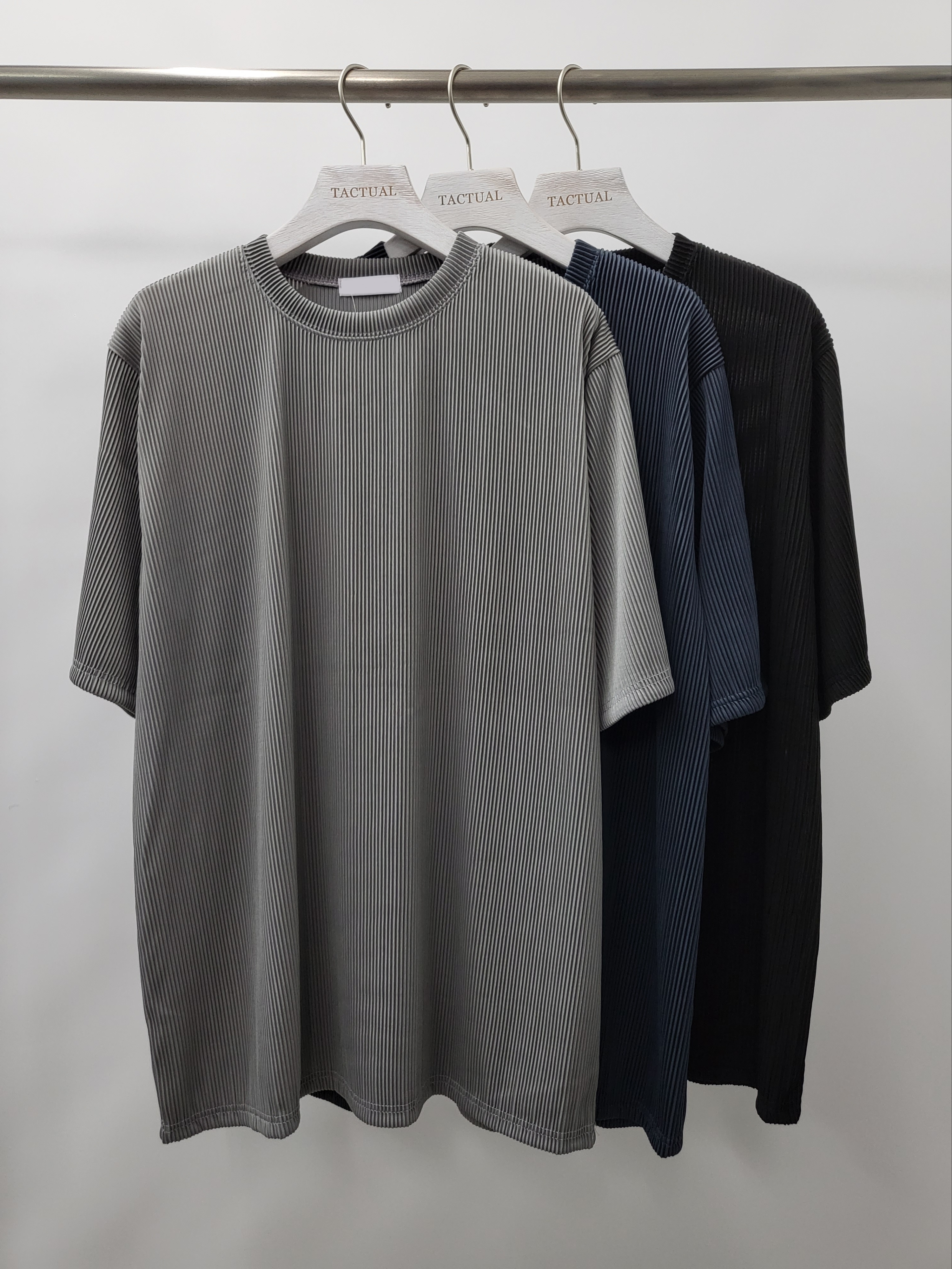 淨色暗直紋短袖Tee T5000