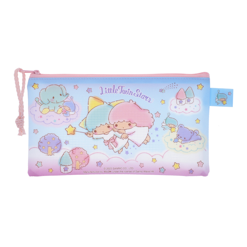 Little Twin Stars PVC 面網底閃紗料拉鍊快勞袋-中  9-5476-52