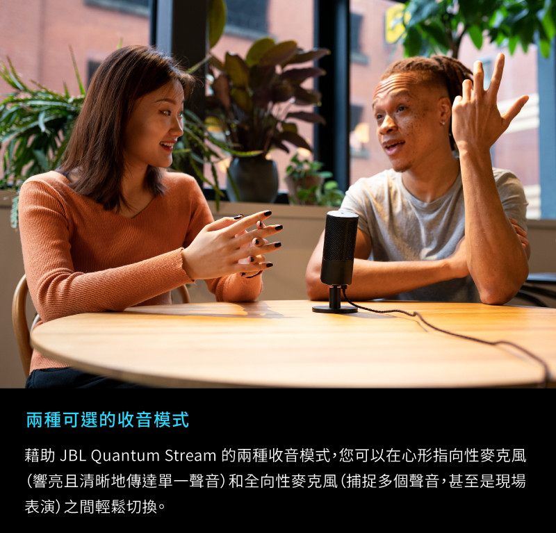 心型指向麥克風(收音範圍狹窄，降低不必要背景環境音、噪音，專注於使用者的收音範圍)及全指向性麥克風(360度全範圍收音，適合同空間多人談話收音)