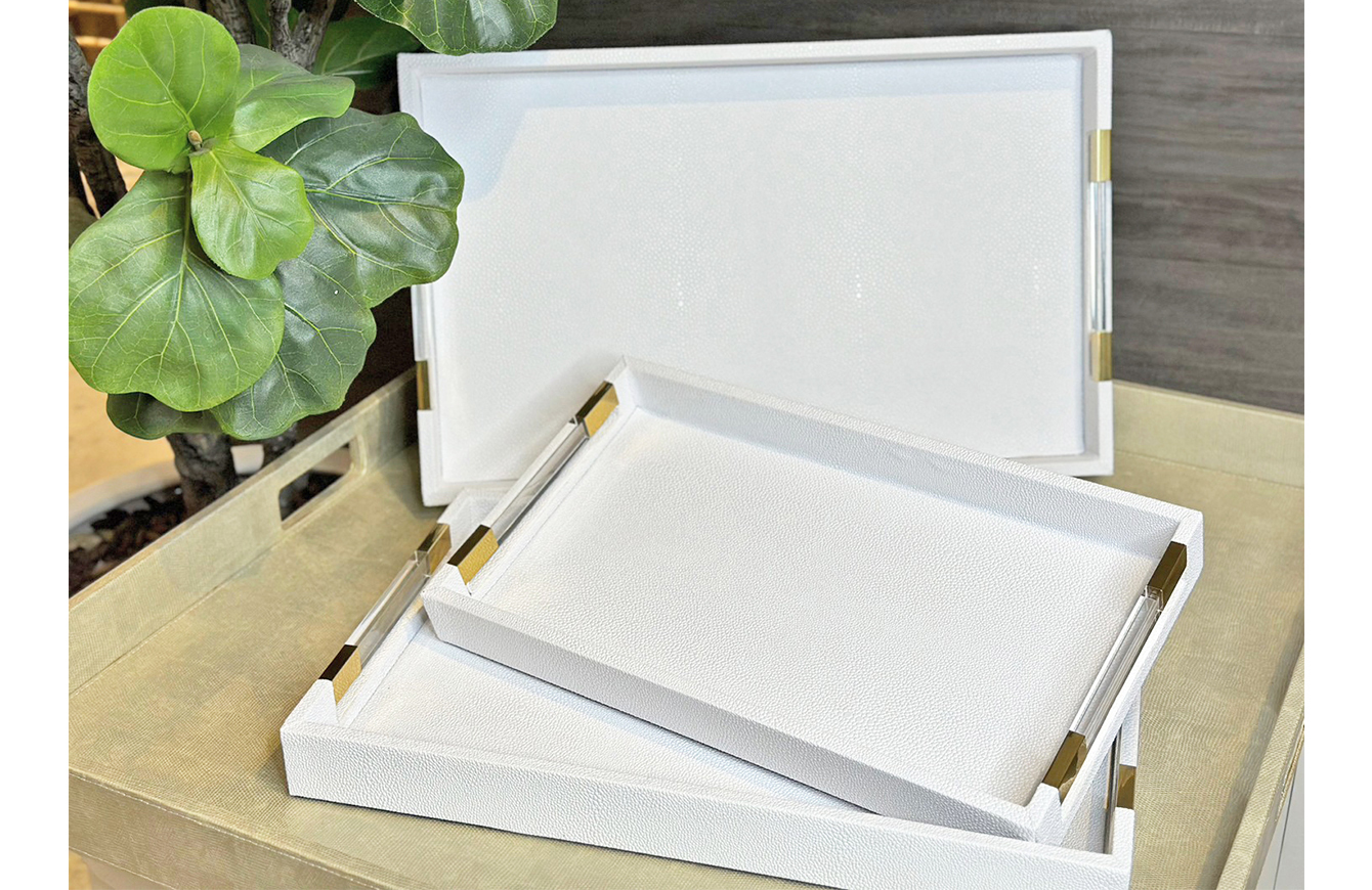 金磚手把方形托盤 灰／白／杏