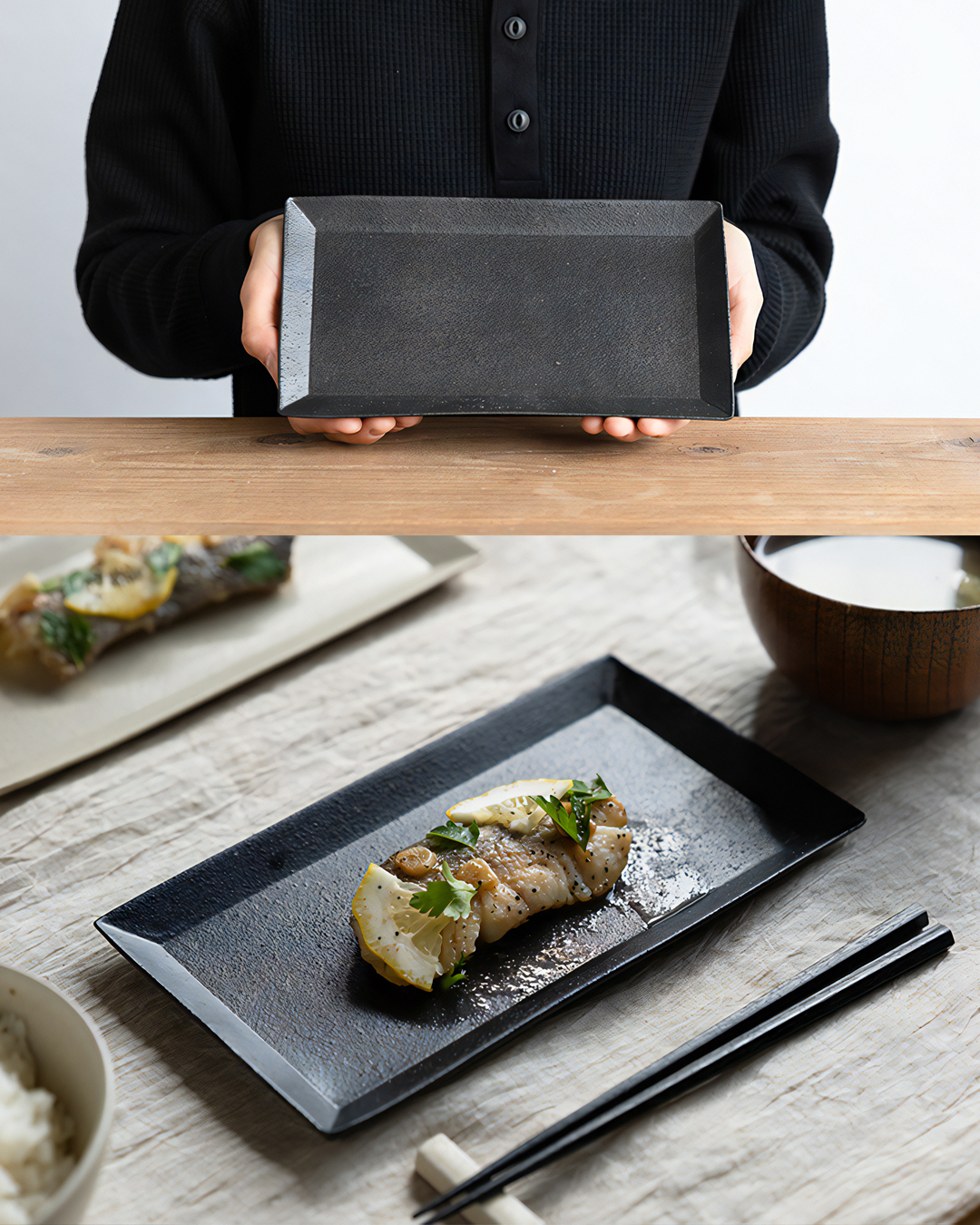 Meizan kiln Teiban Ware plate brown｜Shigaraki ware