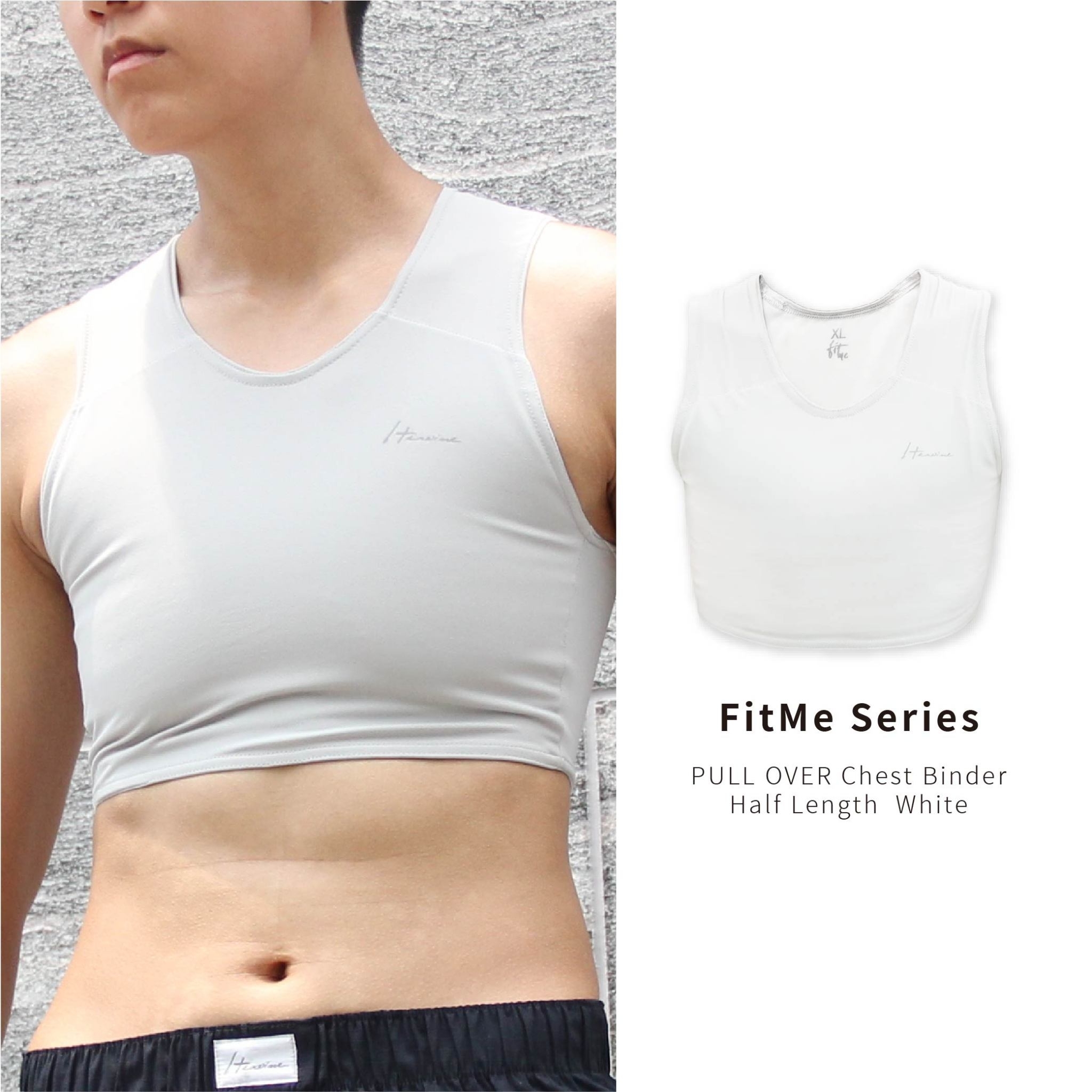 FitMe PULL OVER Chest Binder Half Length White