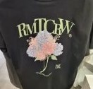 [S] ROMANTIC CROWN WATER PRINTING FLOWER TEE SHIRT,BLACK, 3232TS400219 [FINAL SALE] (SRC42)