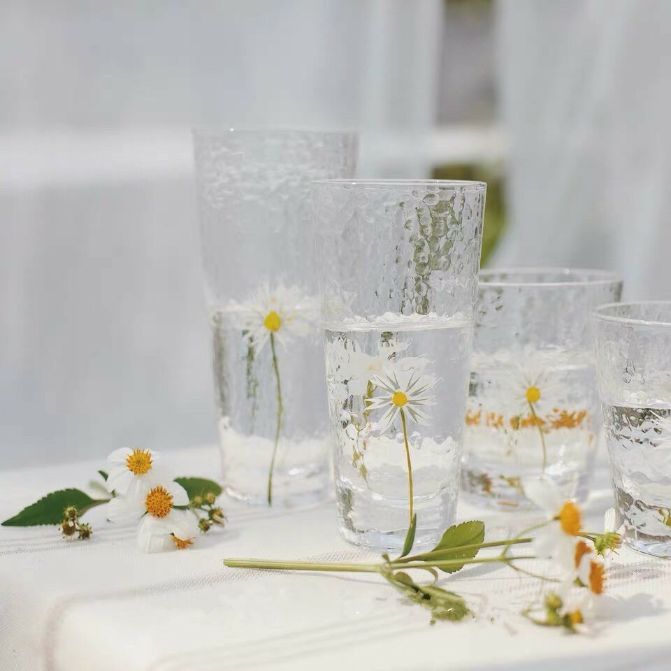 手繪小雛菊玻璃杯