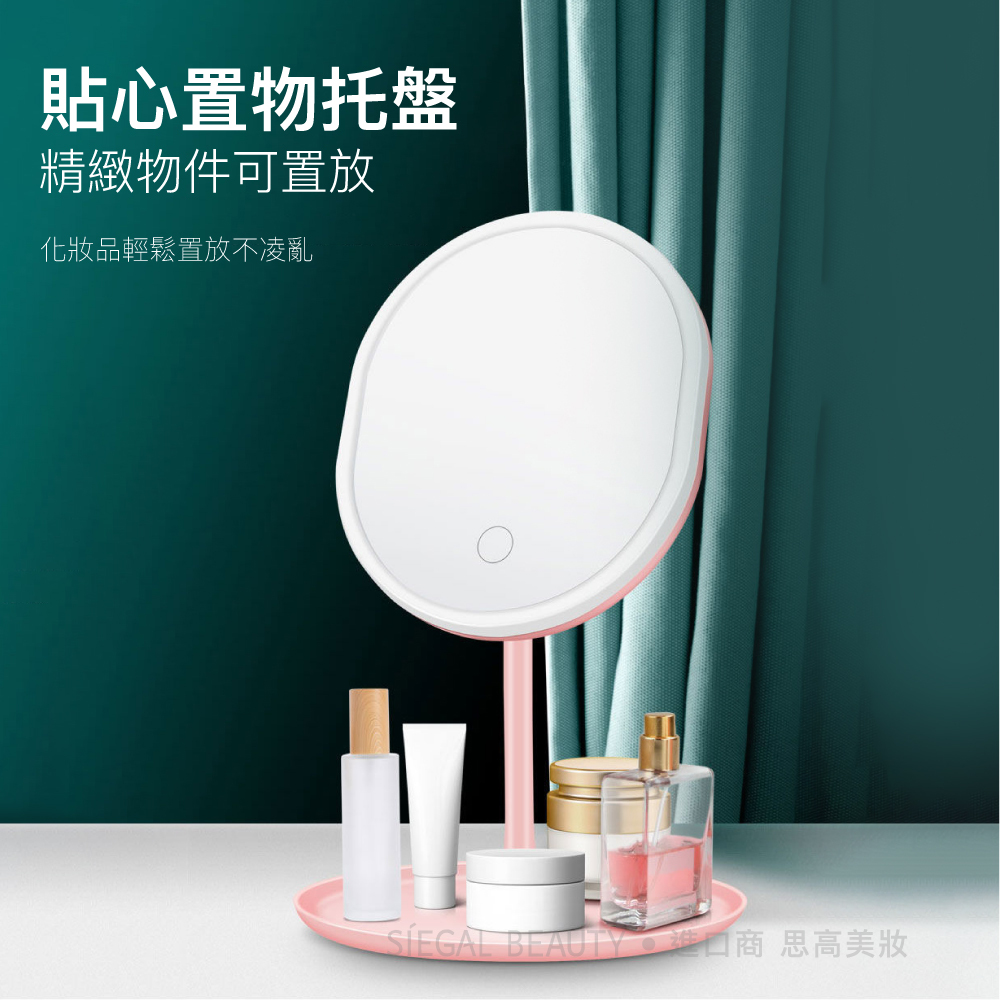 橢圓形充電式LED化妝鏡
