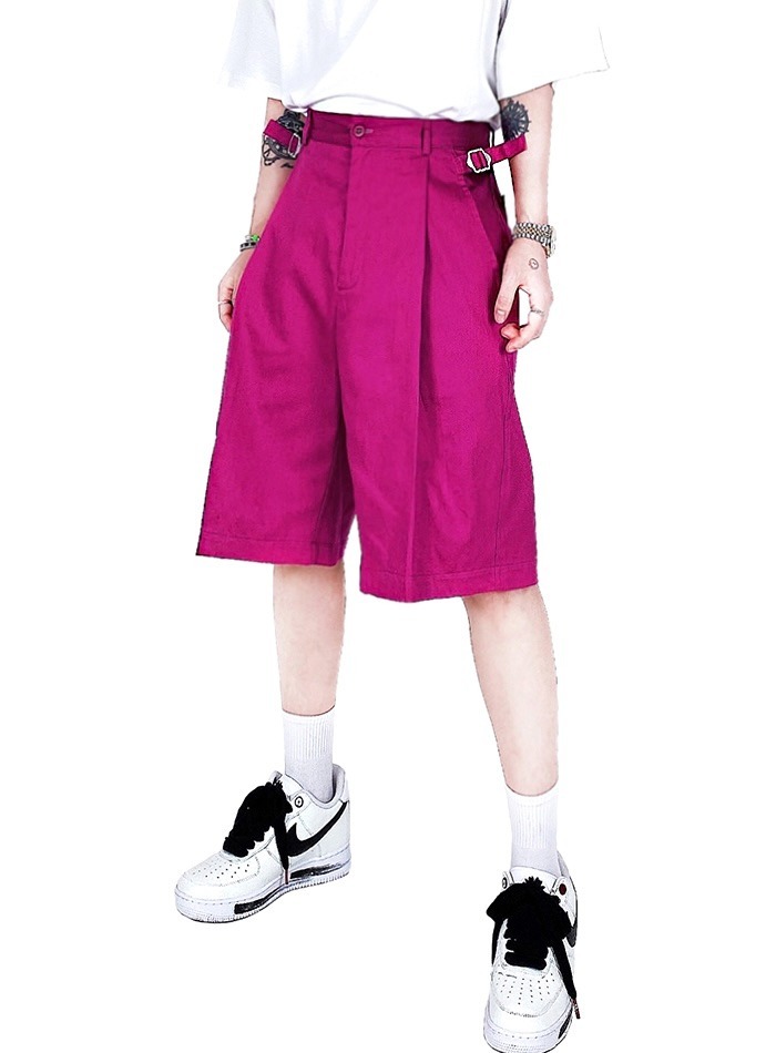 側腰扣環百慕達短褲