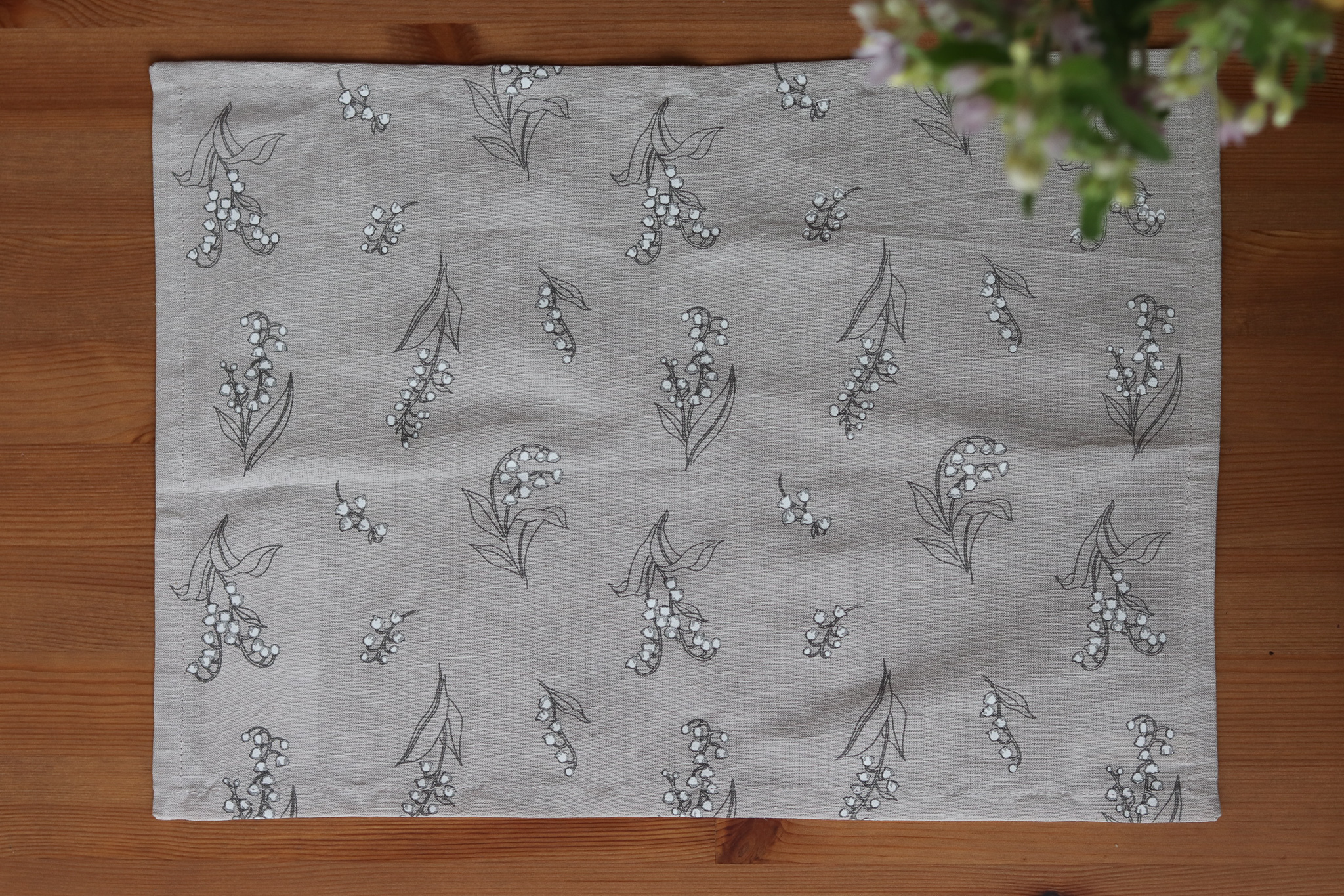 日本 Muguet 鈴蘭花 棉麻餐墊