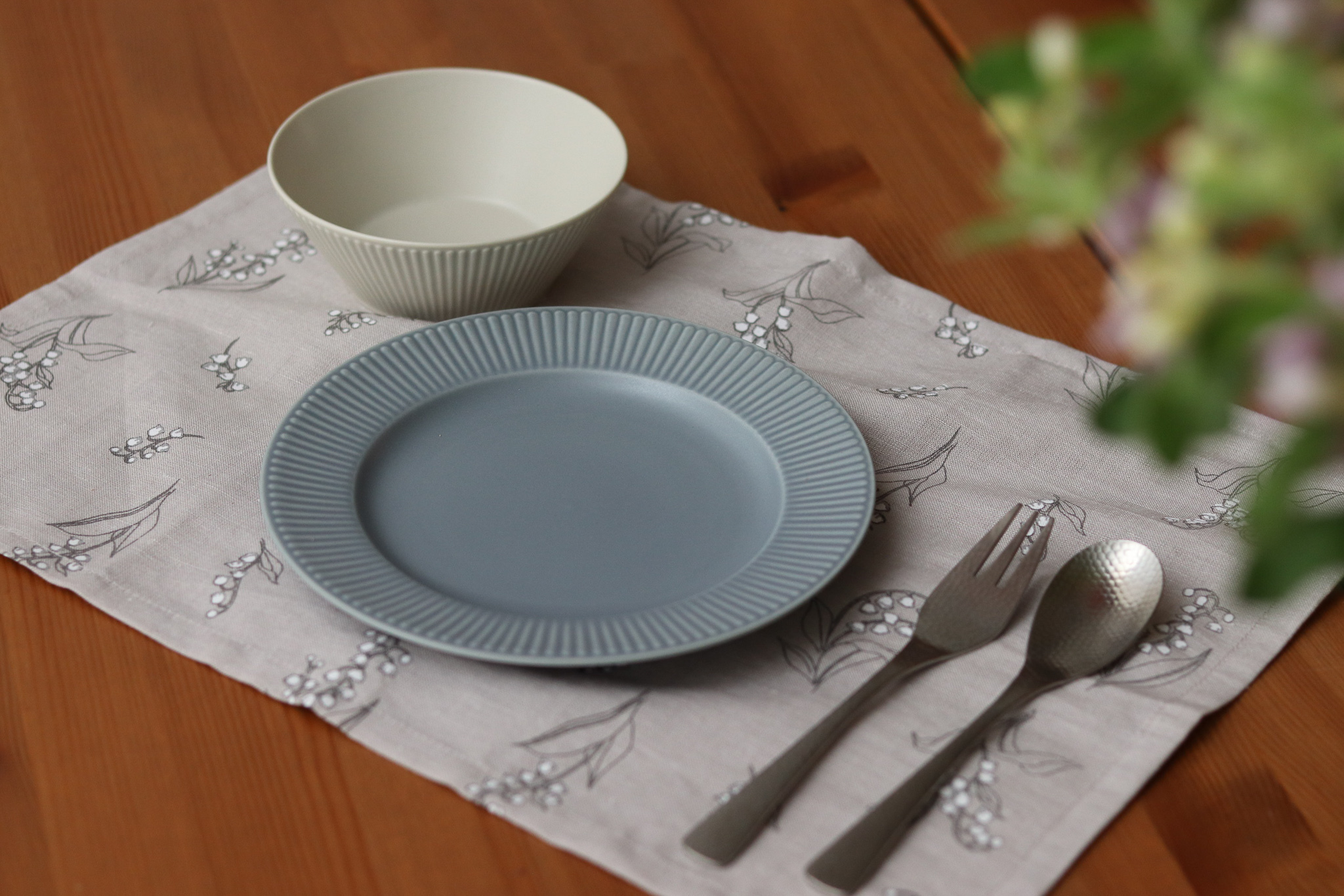 日本 Muguet 鈴蘭花 棉麻餐墊