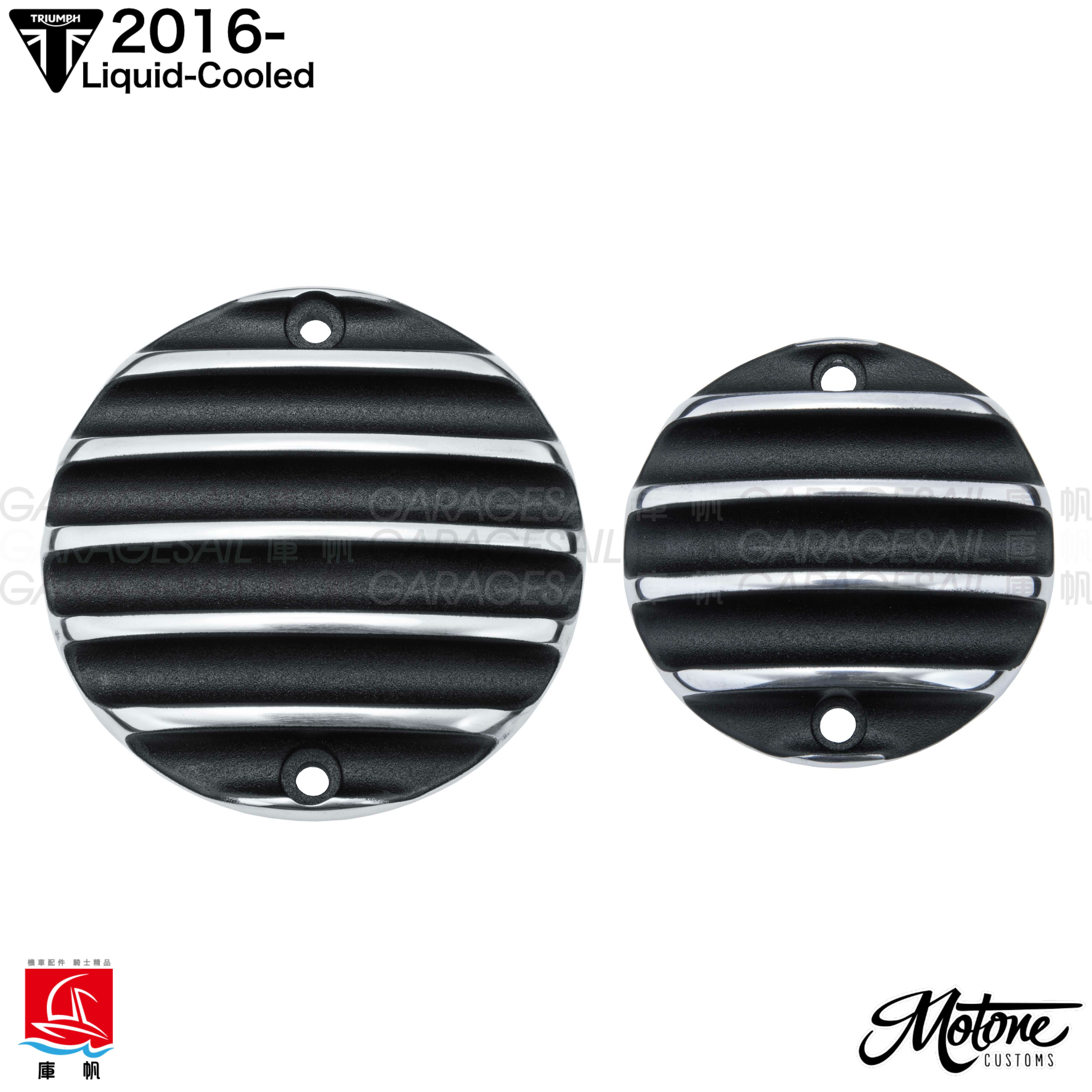 Motone LC Clutch Badge/Points ACG Cover - Ribbed - Black/Contrast Polished