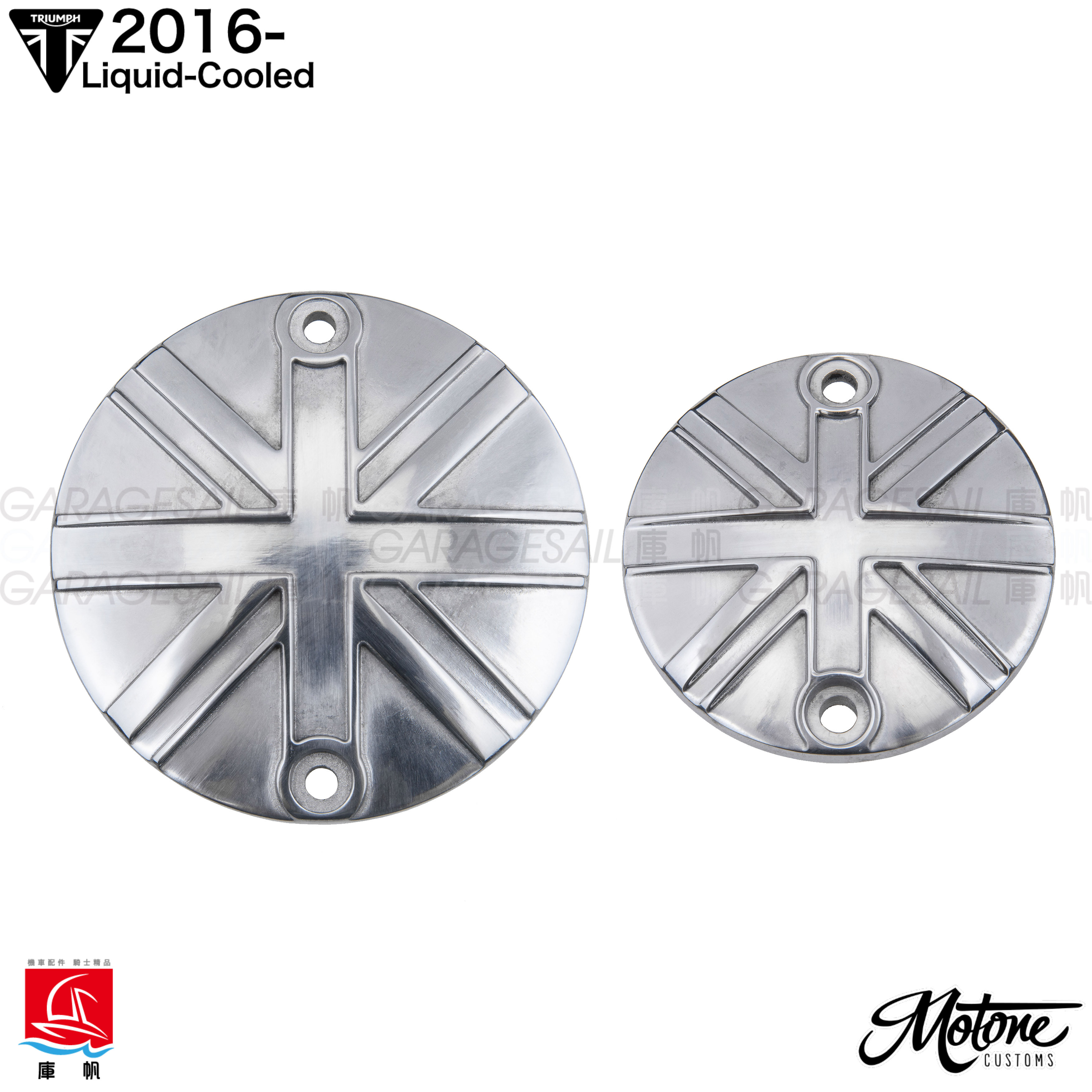 Motone LC Clutch Badge/Points ACG Cover - Union Jack - Polished