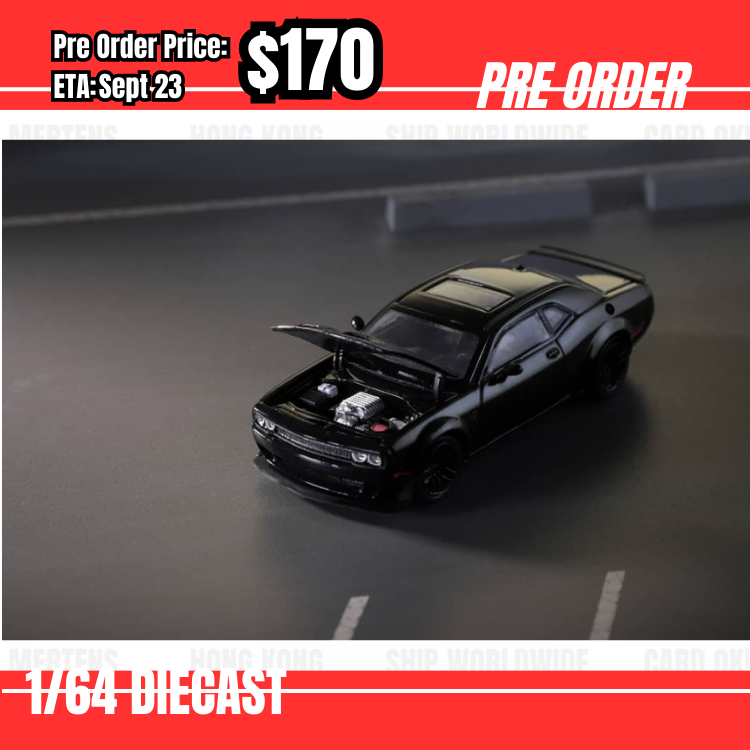 Pre Order-$170 Stance Hunter 1:64 Dodge Challenger SRT Hellcat Black [OD09/06]