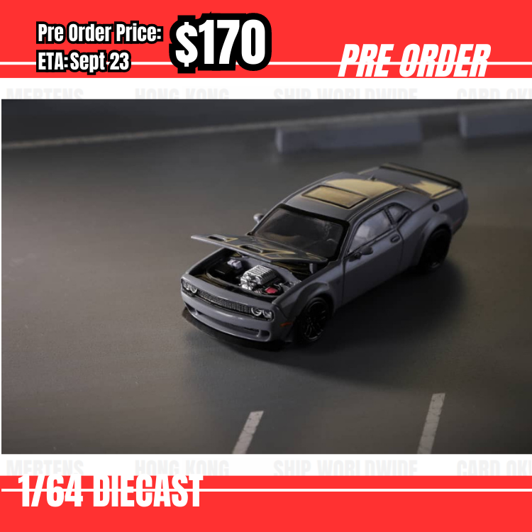 Pre Order-$170 Stance Hunter 1:64 Dodge Challenger SRT Hellcat Grey [OD09/06]