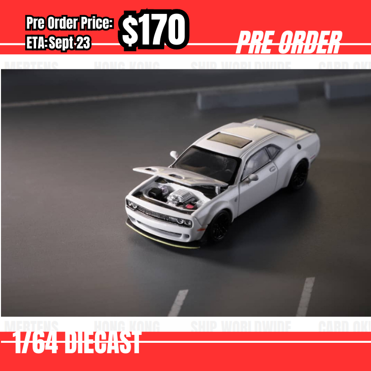 Pre Order-$170 Stance Hunter 1:64 Dodge Challenger SRT Hellcat White [OD09/06]