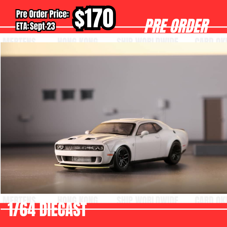 Pre Order-$170 Stance Hunter 1:64 Dodge Challenger SRT Hellcat White [OD09/06]
