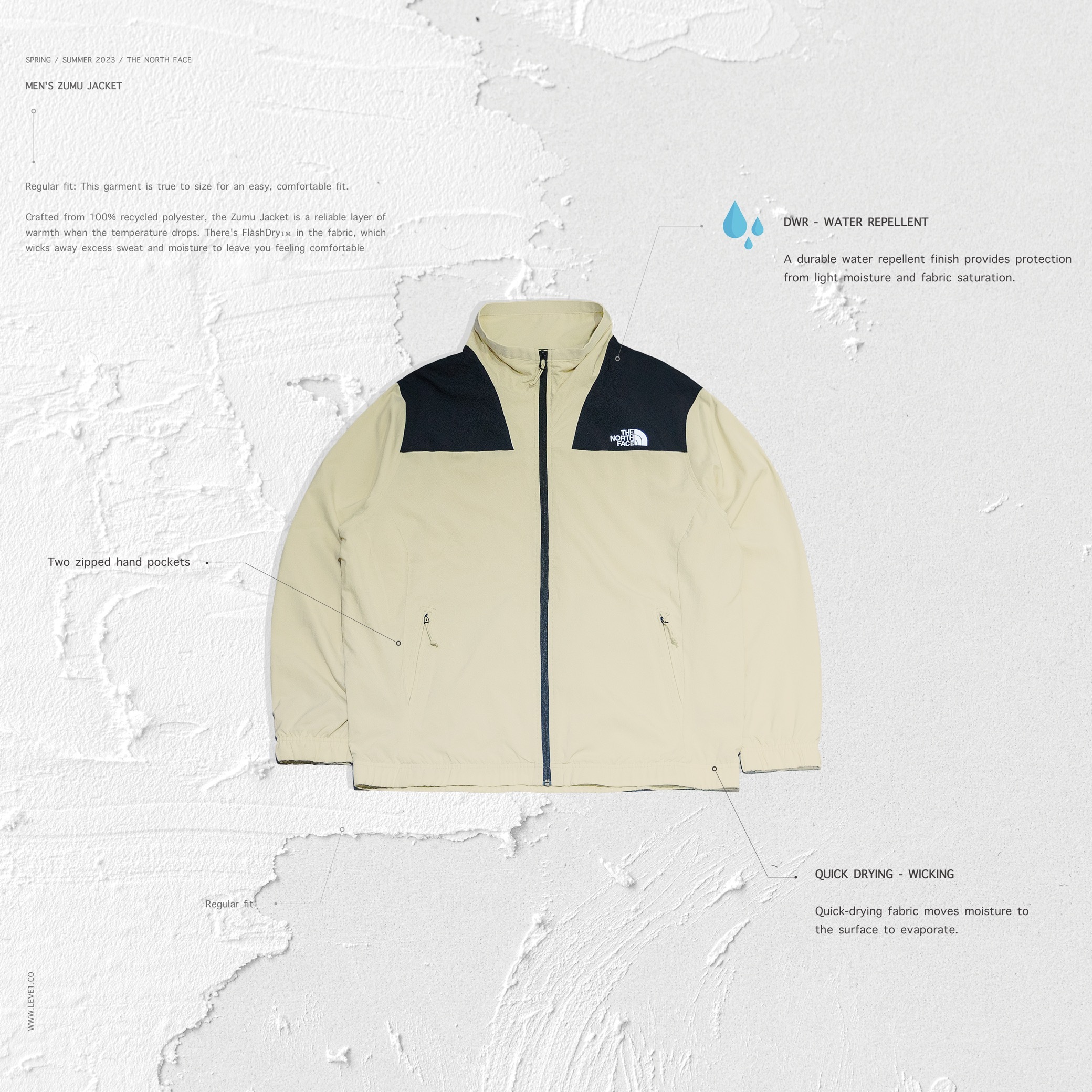THE NORTH FACE Water Repellent Zumu Jacket Cream