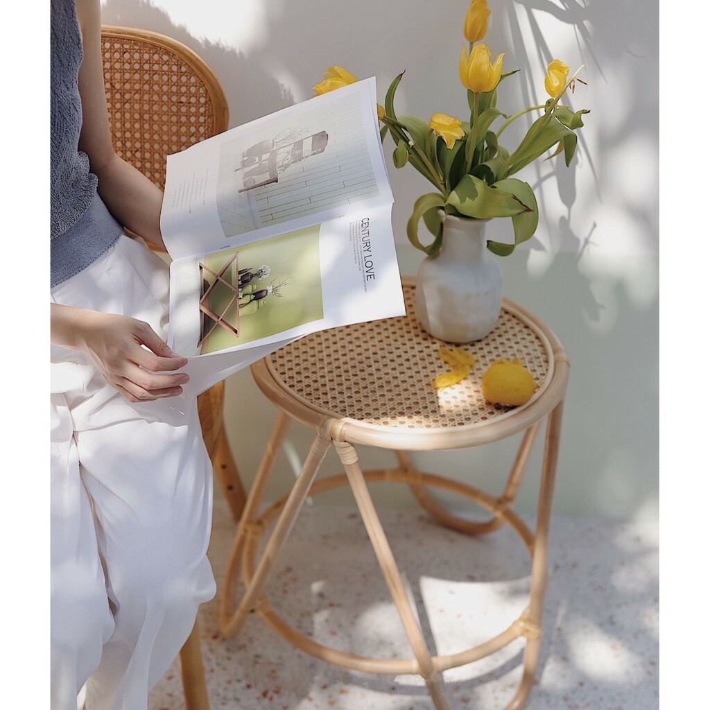 渡假風藤編邊桌