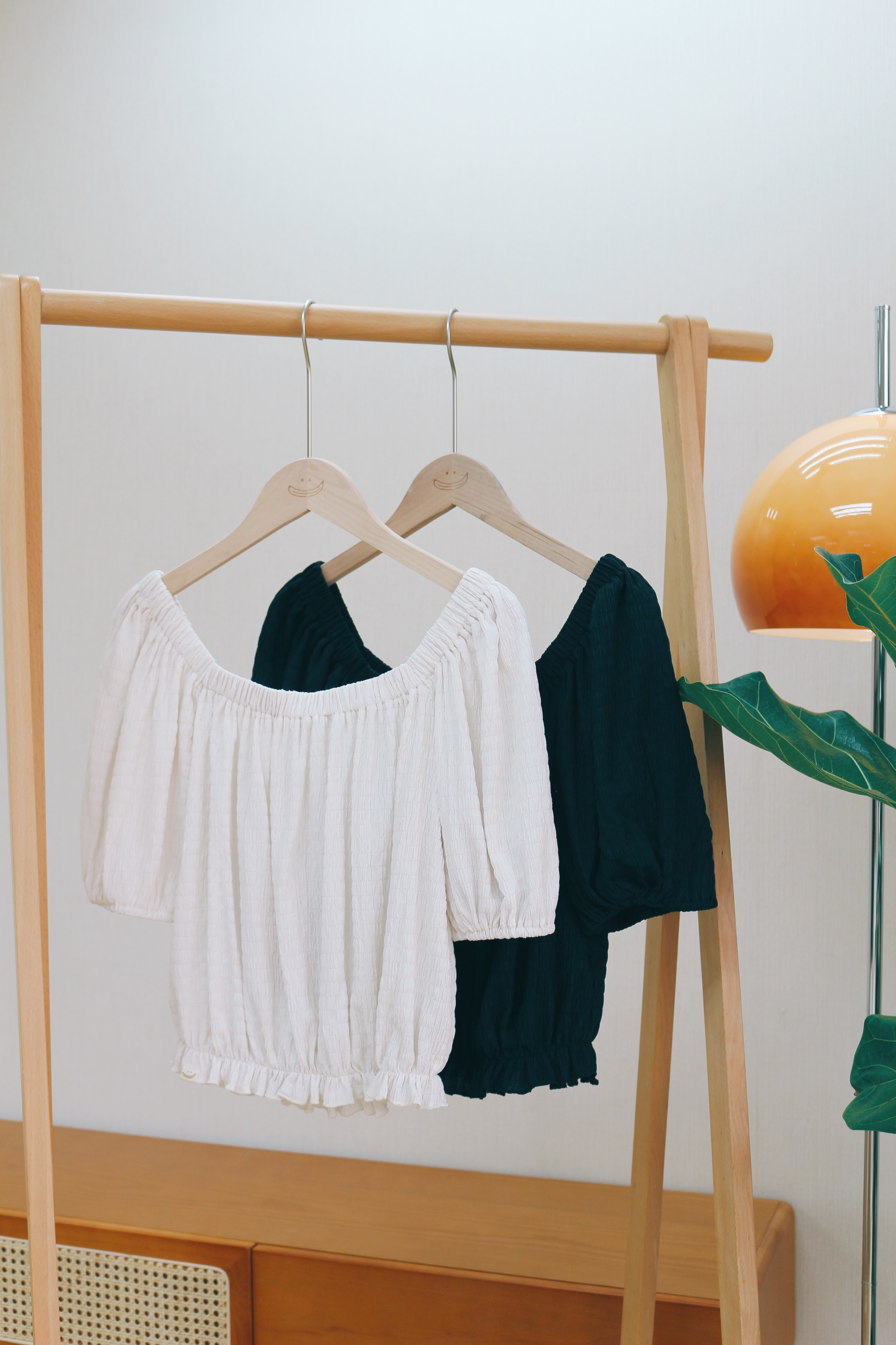 兩色／束腰方領短袖上衣／Square Collar Short Sleeve Top