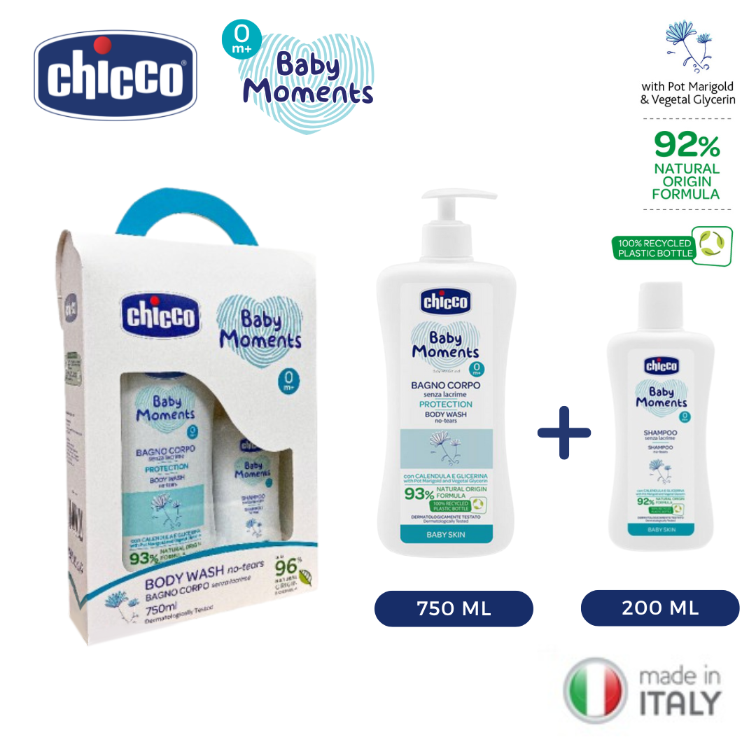 Chicco Baby Moments Set No-Tears Body Wash Protection 750ml + No-Tears Shampoo 200ml