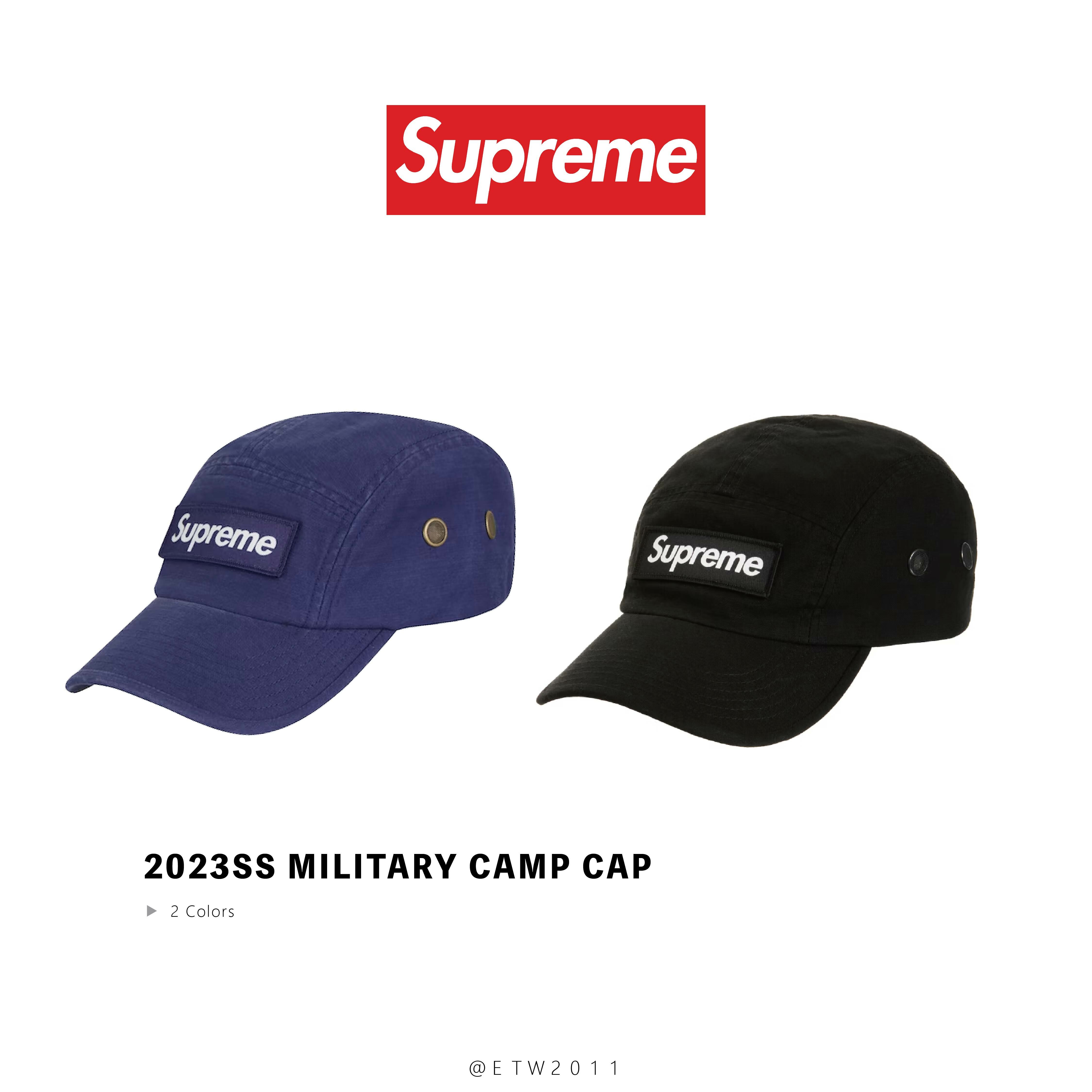 ETW【一中店】SUPREME MILITARY CAMP CAP 立體BOX LOGO 老帽黑色現貨