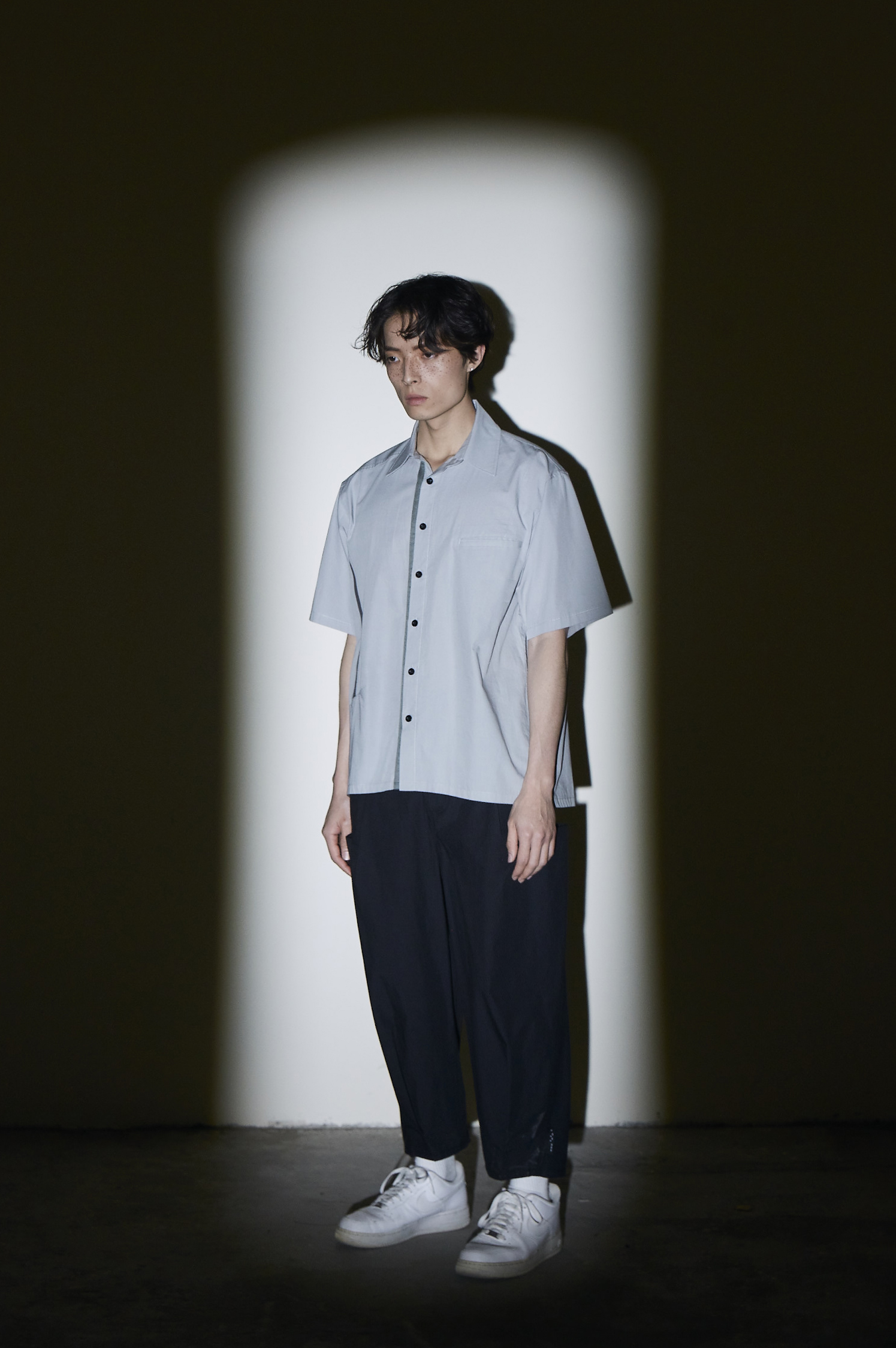 側袋打褶休閒九分褲- 黑