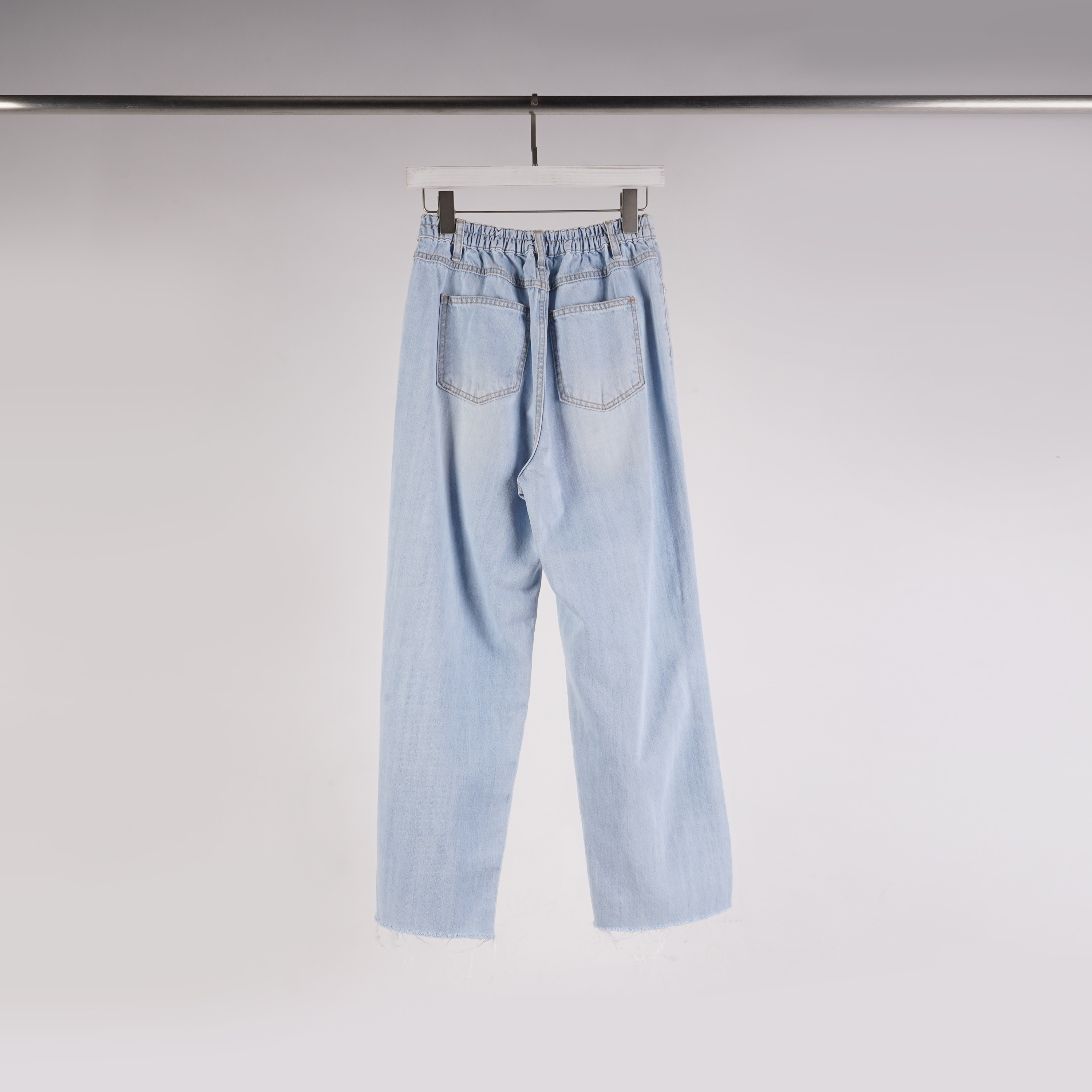 有夠破刷色牛仔寬褲 | L