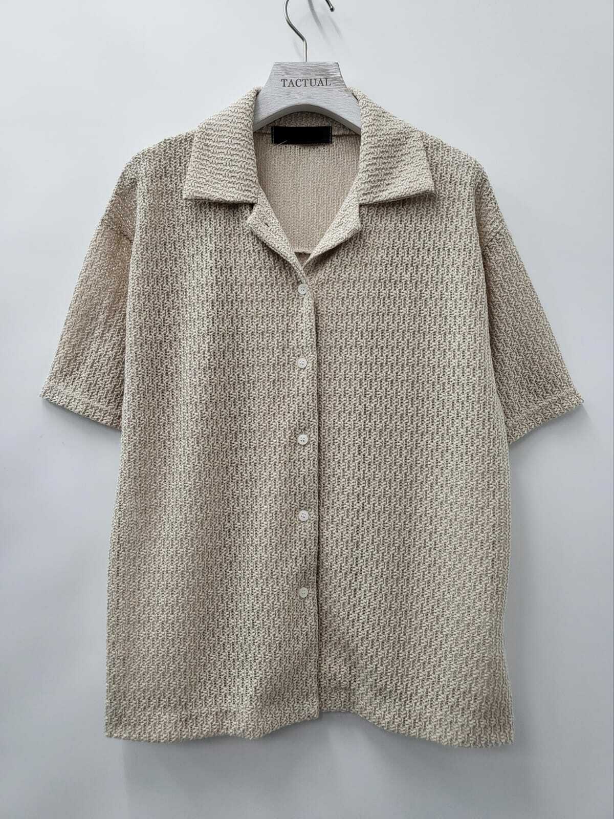 淨色網花紋短袖恤衫 S2068