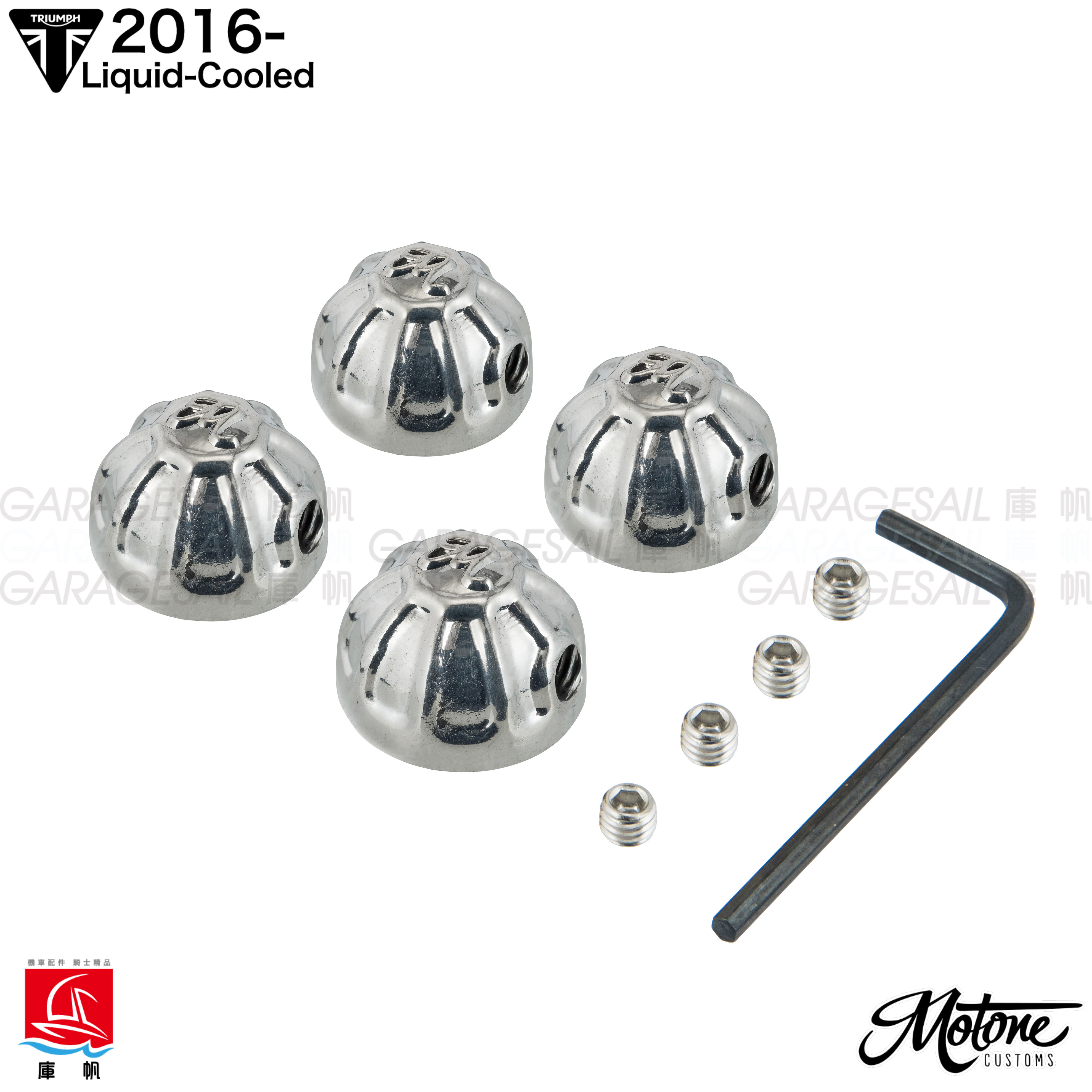 Motone LC Polished Cylinder Stud Knuckles Caps - Polished