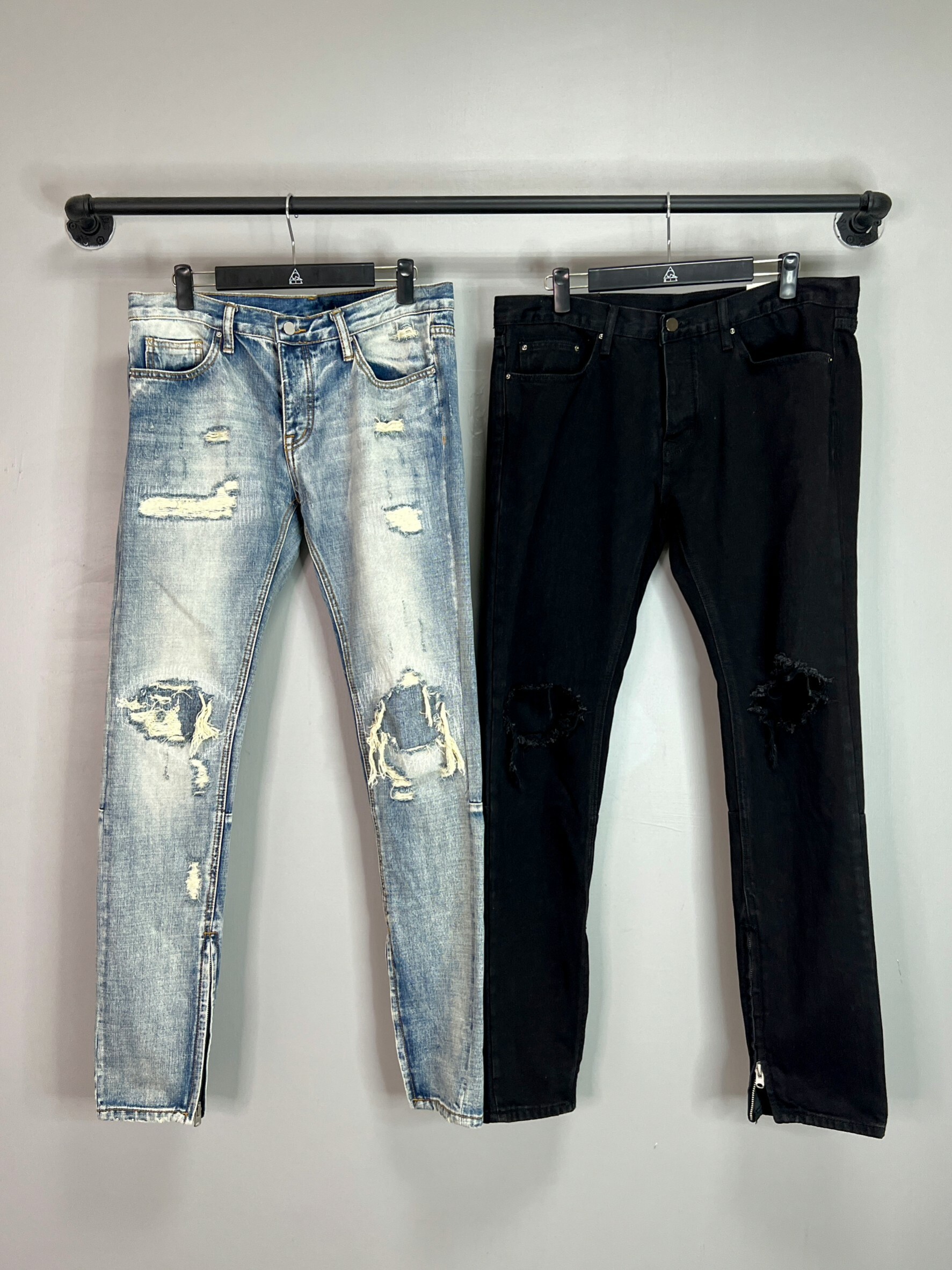 MNML 破壞拉鍊牛仔褲