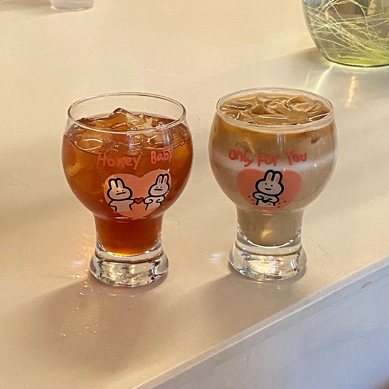 《2363》兔兔大肚透明玻璃杯