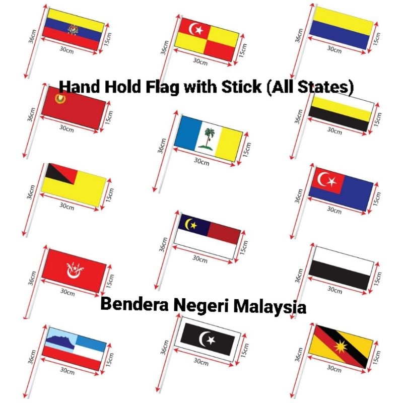Bendera Tangan Malaysia dan Negeri 2pcs Handflag *READY STOCK*