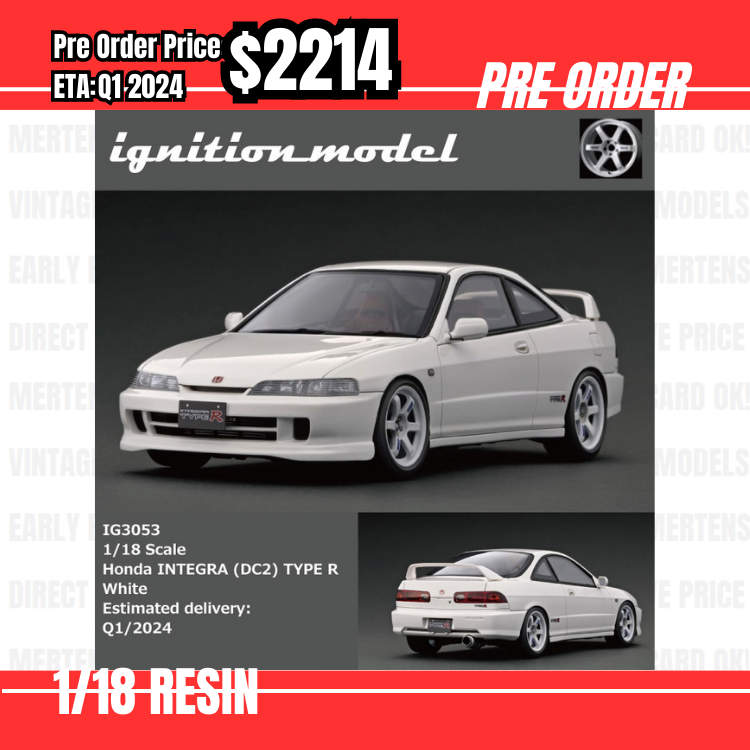 Pre Order-$2214 IG 1:18 IG3053 Honda INTEGRA (DC2) TYPE R  White [OD10/06]