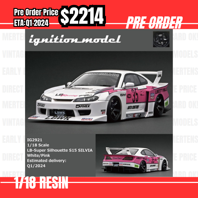 Pre Order-$2214 IG 1:18 IG2921 LB-Super Silhouette S15 SILVIA  White/Pink  [OD10/06]
