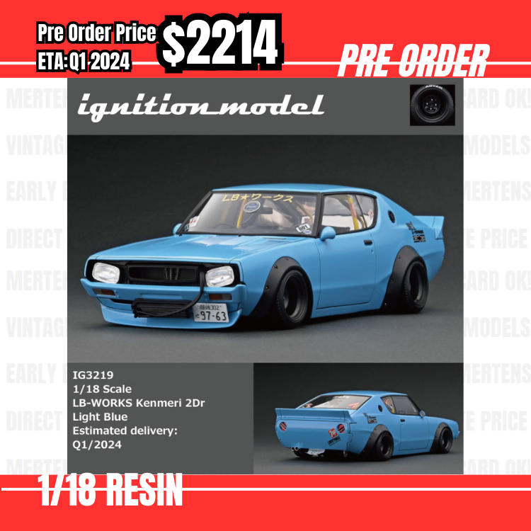 Pre Order-$2214 IG 1:18 IG3219 LB-WORKS Kenmeri 2Dr  Light Blue  [OD10/06]