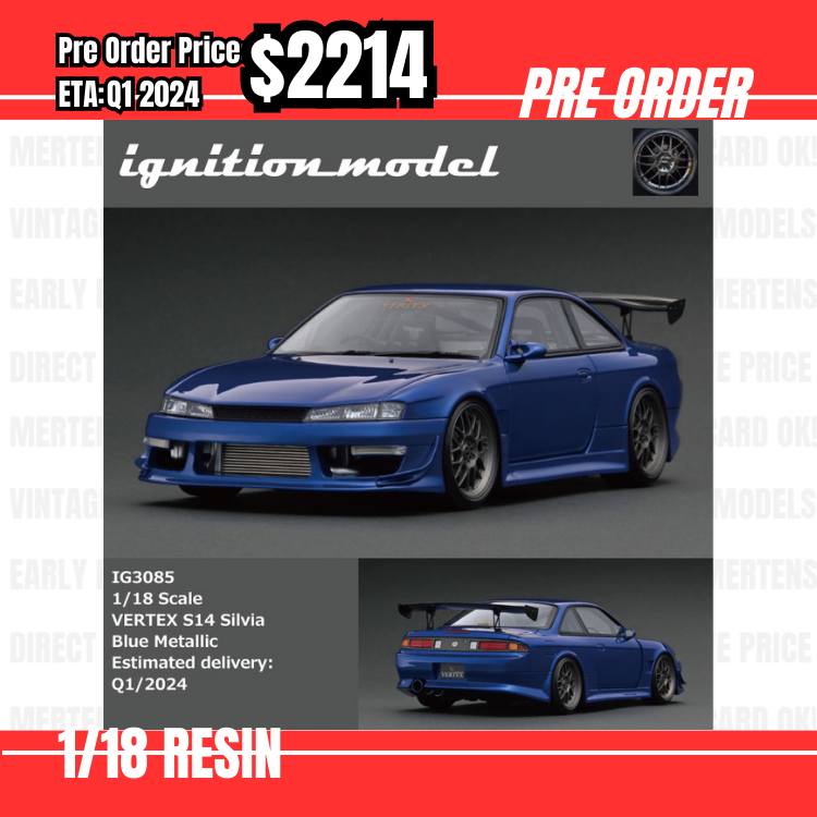 Pre Order-$2214 IG 1:18 IG3085 VERTEX S14 Silvia Blue Metallic  [OD10/06]