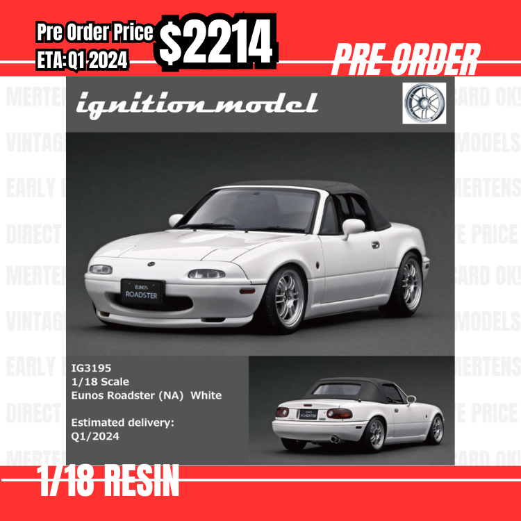Pre Order-$2214 IG 1:18 IG3195 Eunos Roadster (NA) White [OD10/06]