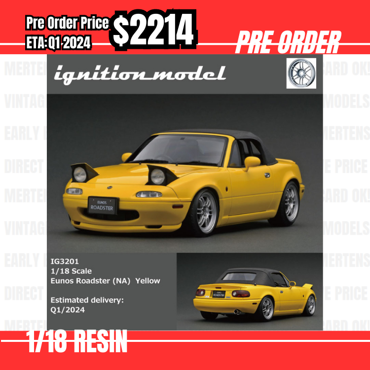 Pre Order-$2214 IG 1:18 IG3201 Eunos Roadster (NA) Yellow [OD10/06]