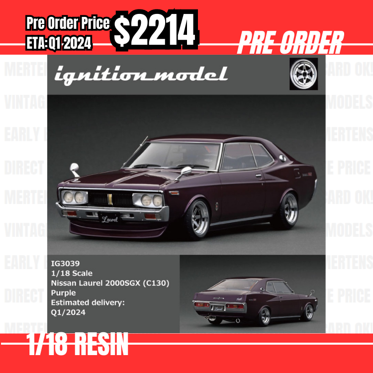 Pre Order-$2214 IG 1:18 IG3039 Nissan Laurel 2000SGX (C130)  Purple [OD10/06]