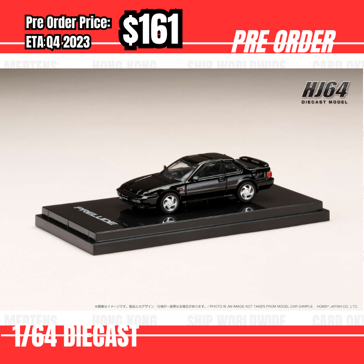 Pre Order-$161 Hobby Japan 1:64 Honda Prelude 2.0XX 4WS Special Edition (BA5) Black HJ642002ABK [OD10/06]