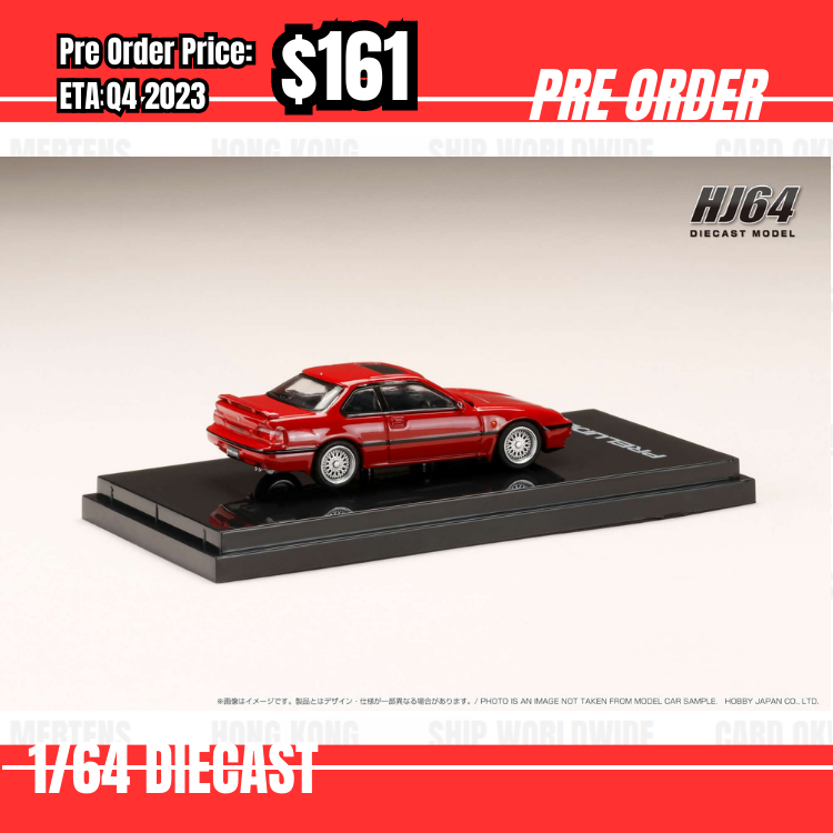 Pre Order-$161 Hobby Japan 1:64 Honda Prelude Si (BA5) 1989 Customized Version Red HJ642002CR [OD10/06]