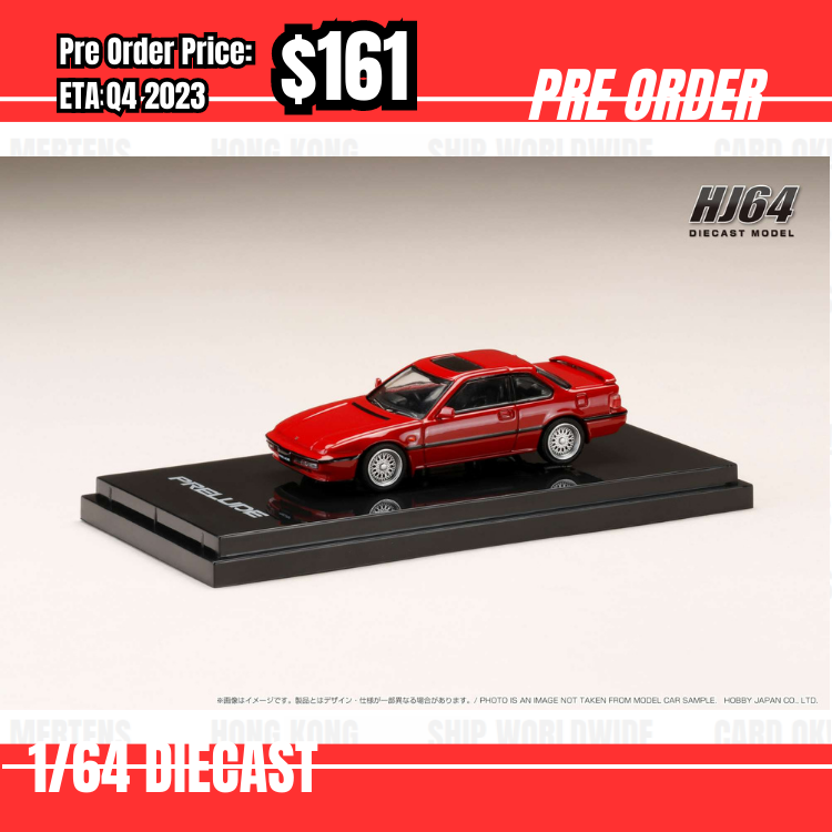 Pre Order-$161 Hobby Japan 1:64 Honda Prelude Si (BA5) 1989 Customized Version Red HJ642002CR [OD10/06]