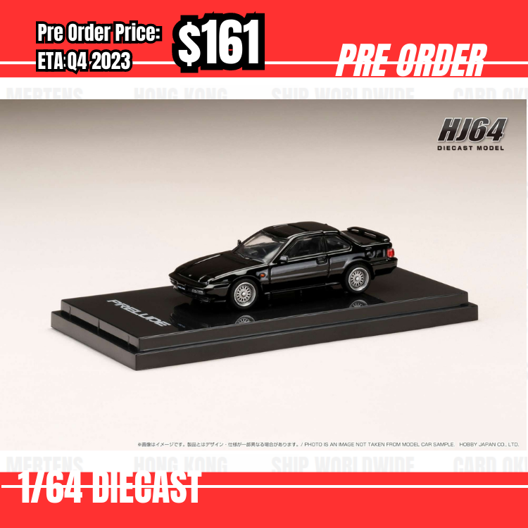 Pre Order-$161 Hobby Japan 1:64 Honda Prelude Si (BA5) 1989 Customized Version Black HJ642002CBK [OD10/06]