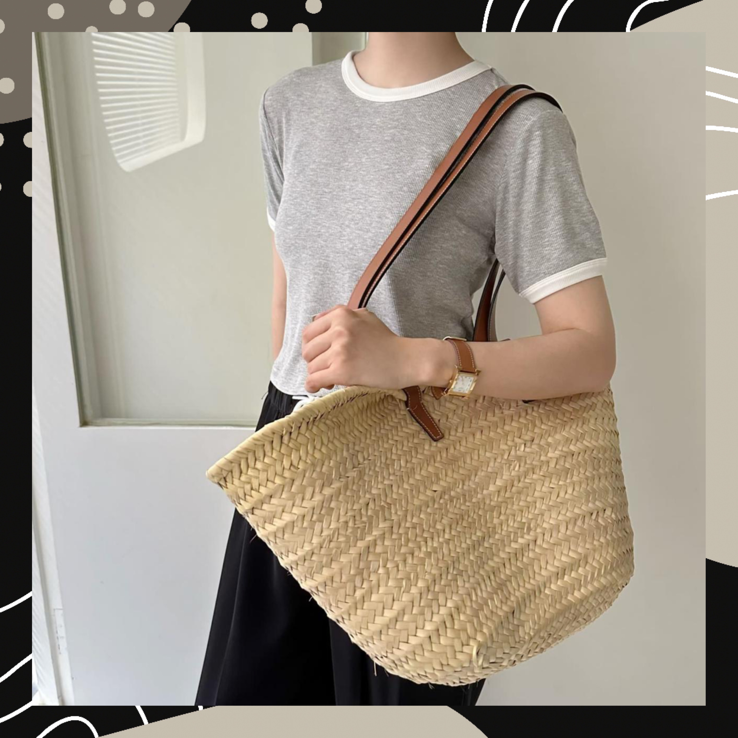 【BONNIE】坑紋拼色邊短袖款