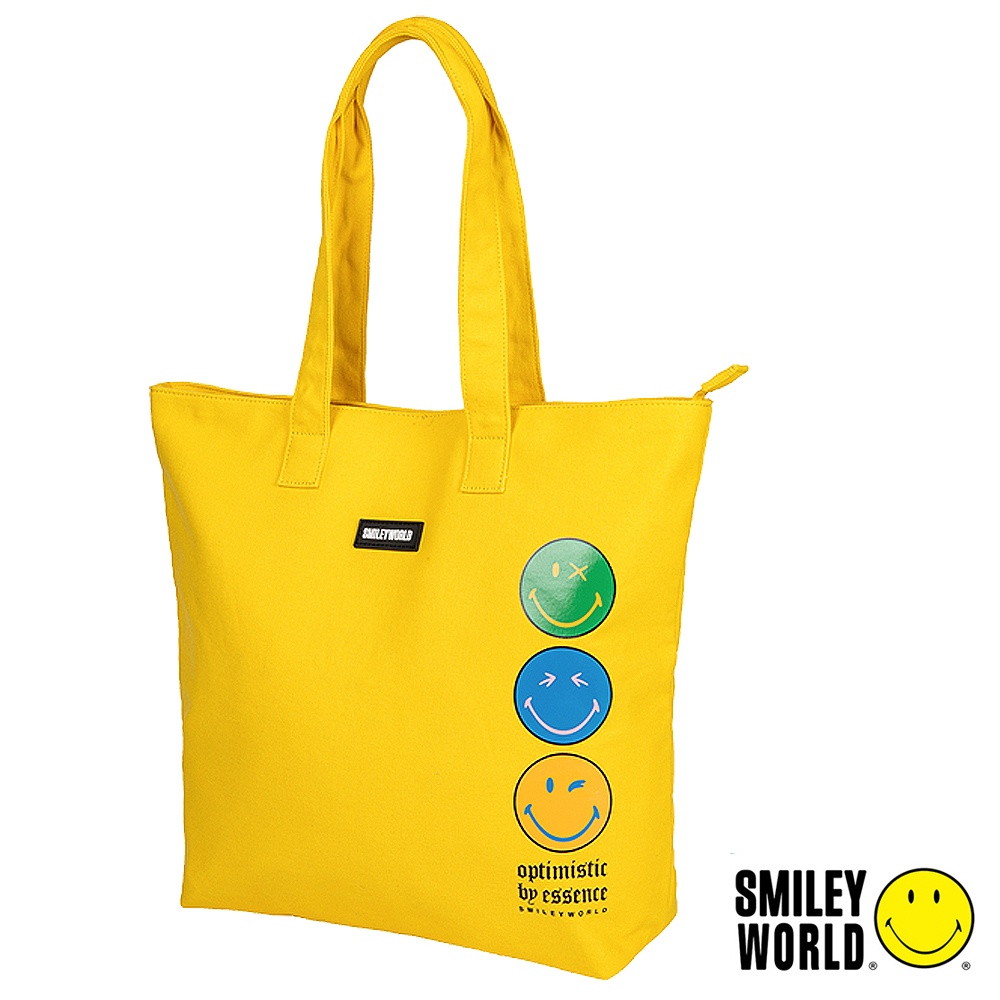 【SMILEY WORLD】  亮彩潮流單肩包/手提包/大容量肩背包/購物包/學生包/筆電包(2色可選)