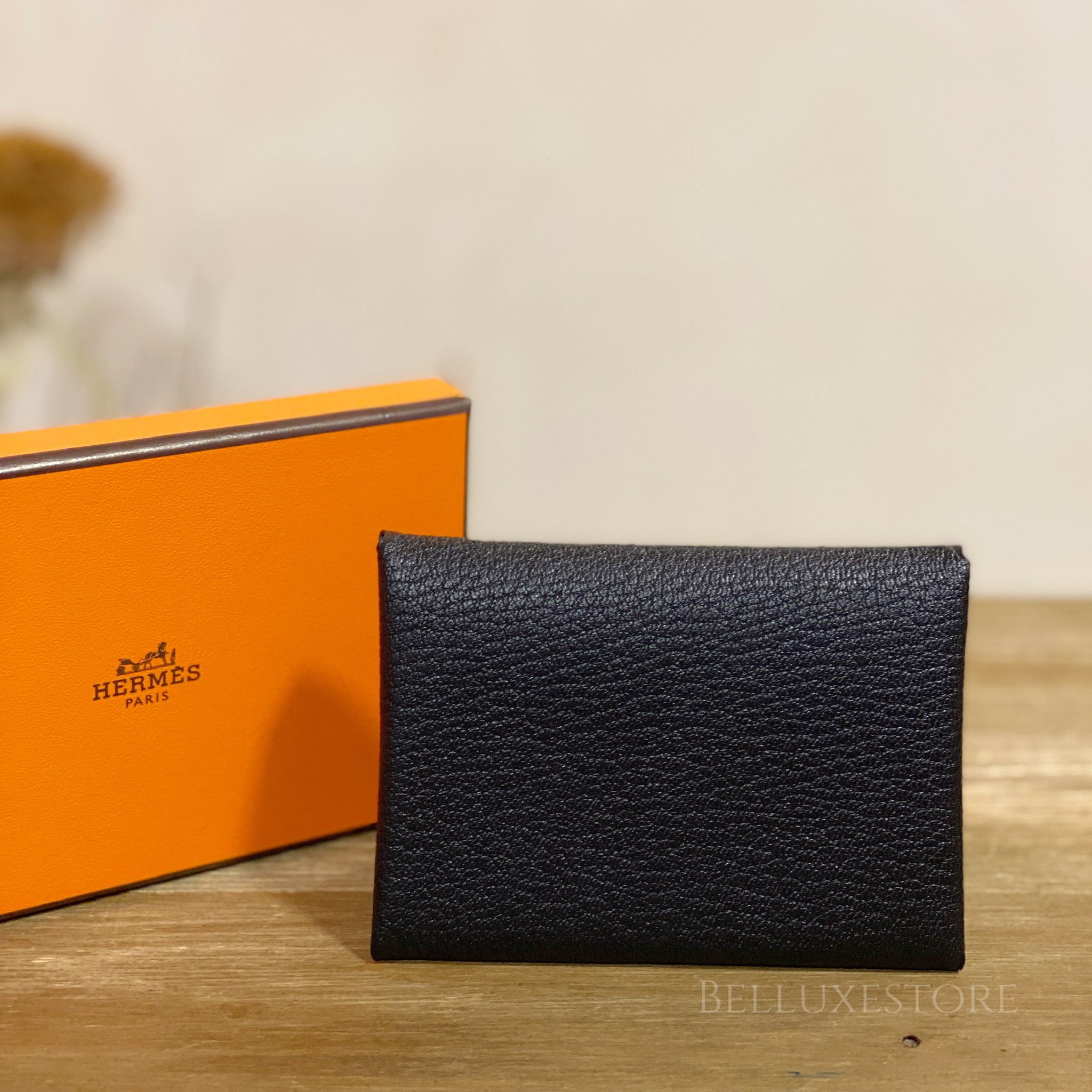 Hermes Bi-Color Y Stamp Calvi Duo Compact Card Holder/ Wallet