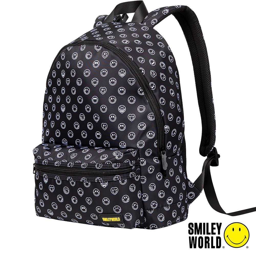 【SMILEY WORLD】  時尚印花大容量後背包/單肩包/潮流包/筆電包/學生包(2色可選)